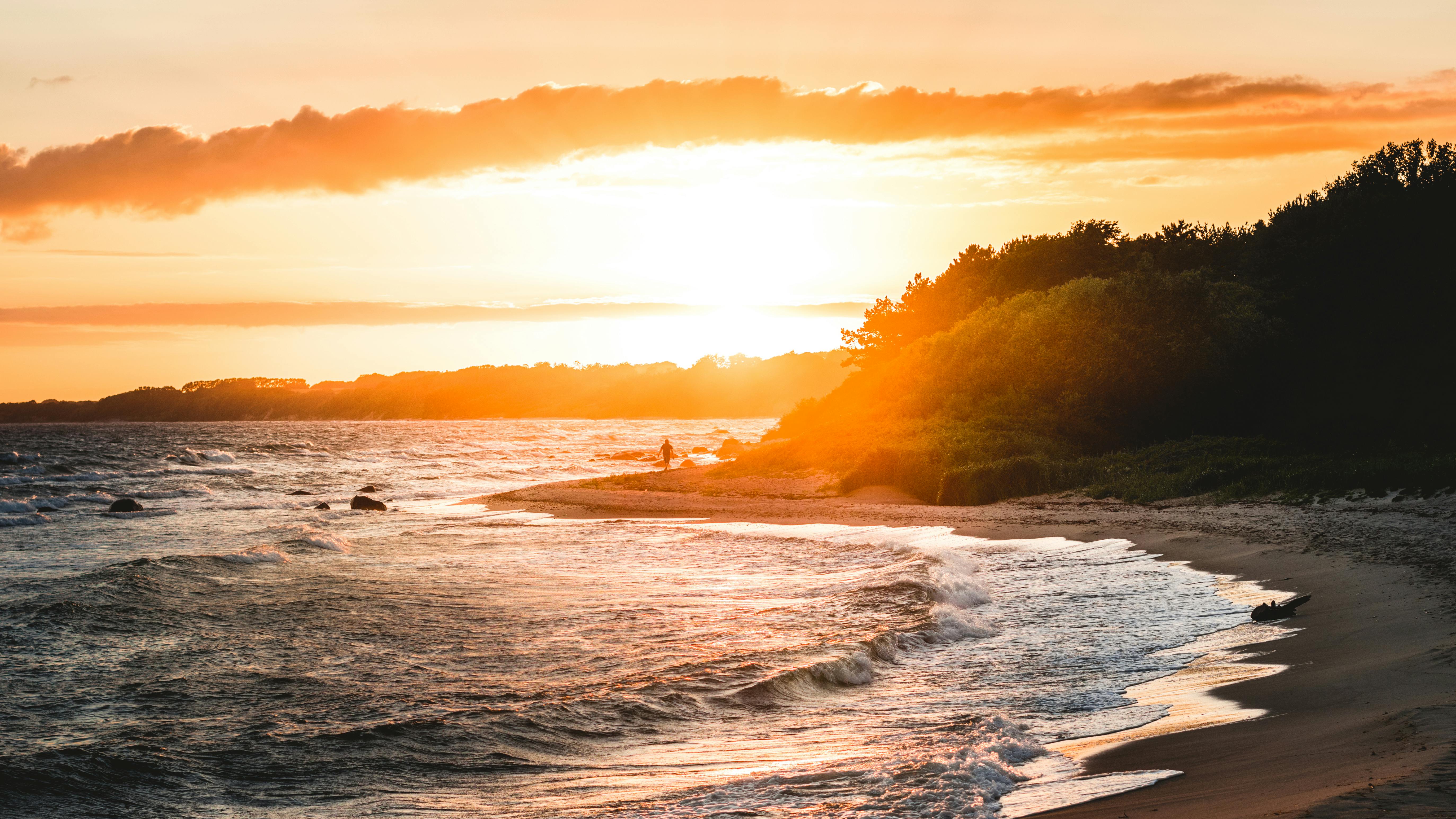Gray Sand Beach during Sunset · Free