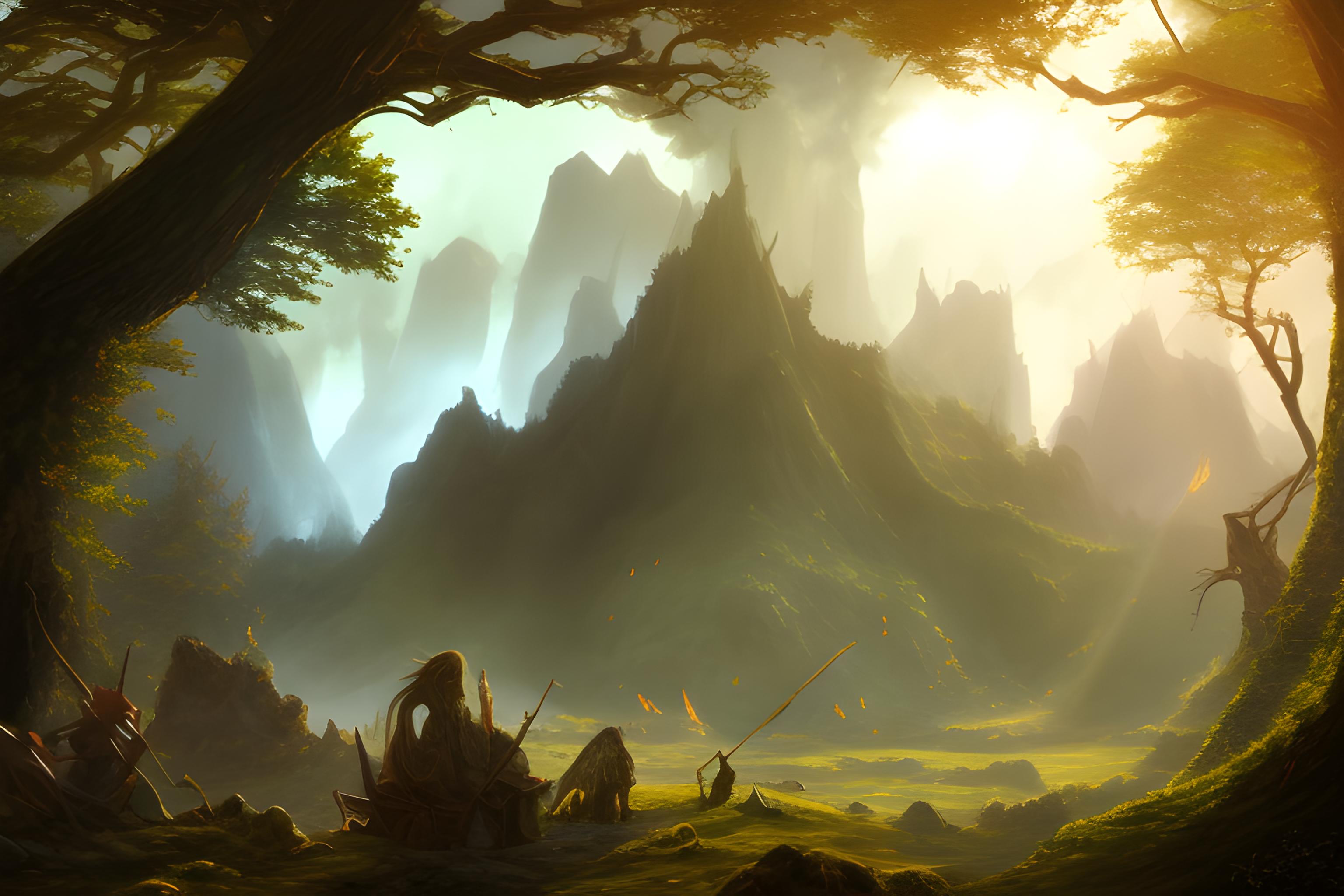 High fantasy landscape with forests