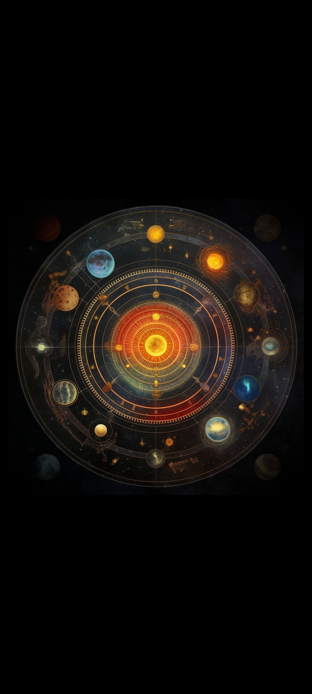 Solar System Mandala Art 2400×1080