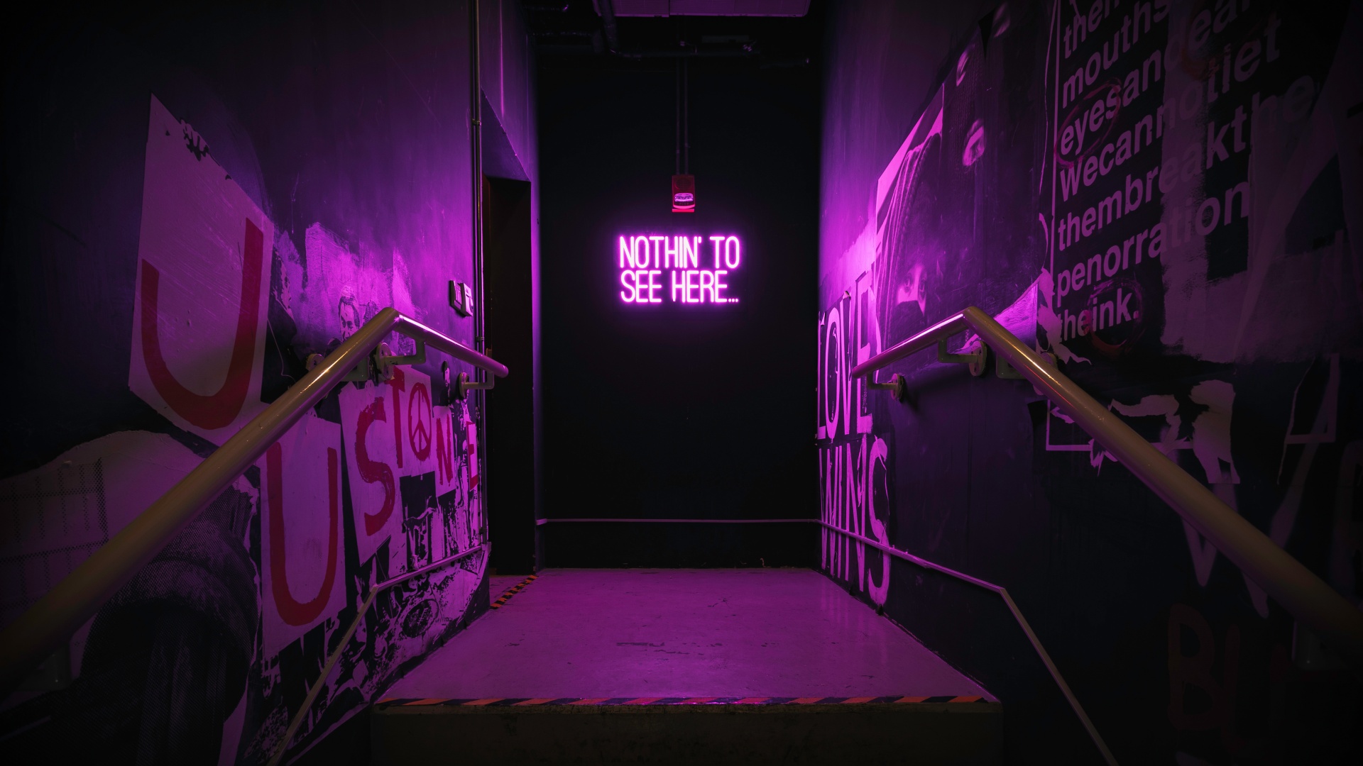 Nothing to See Here Wallpaper 4K, Purple aesthetic, Neon sign