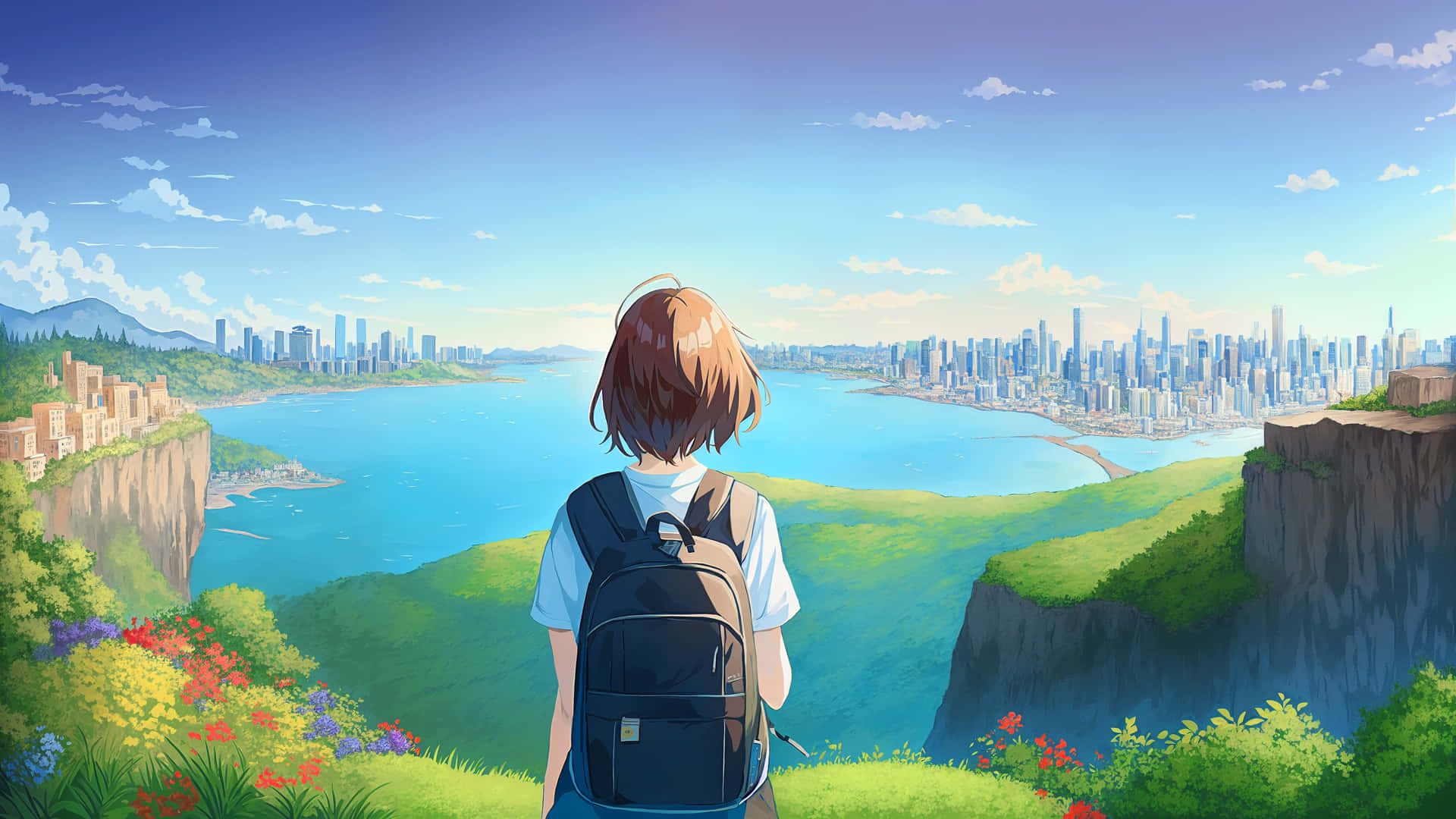 Download 90s Anime Girl Looking At A