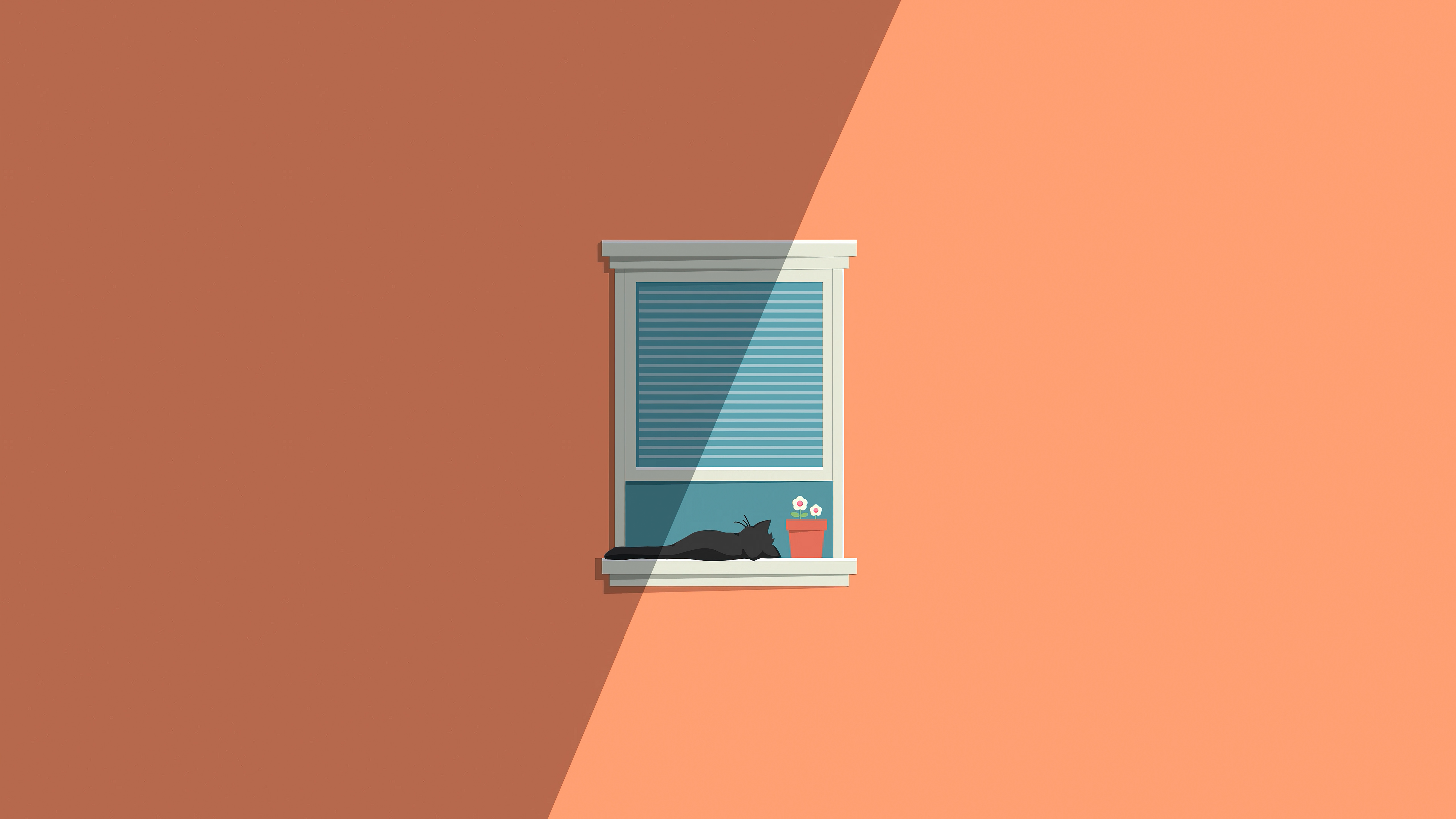 Cat Window Minimal 5k Wallpaper, HD