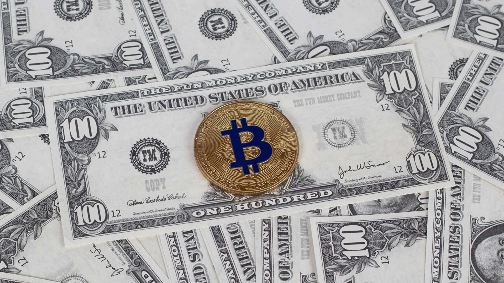 Download Bitcoin Dollar Pile 4k Desktop Wallpaper
