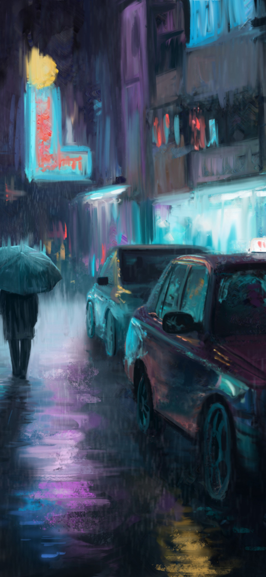 Night City Rain Art iPhone XS