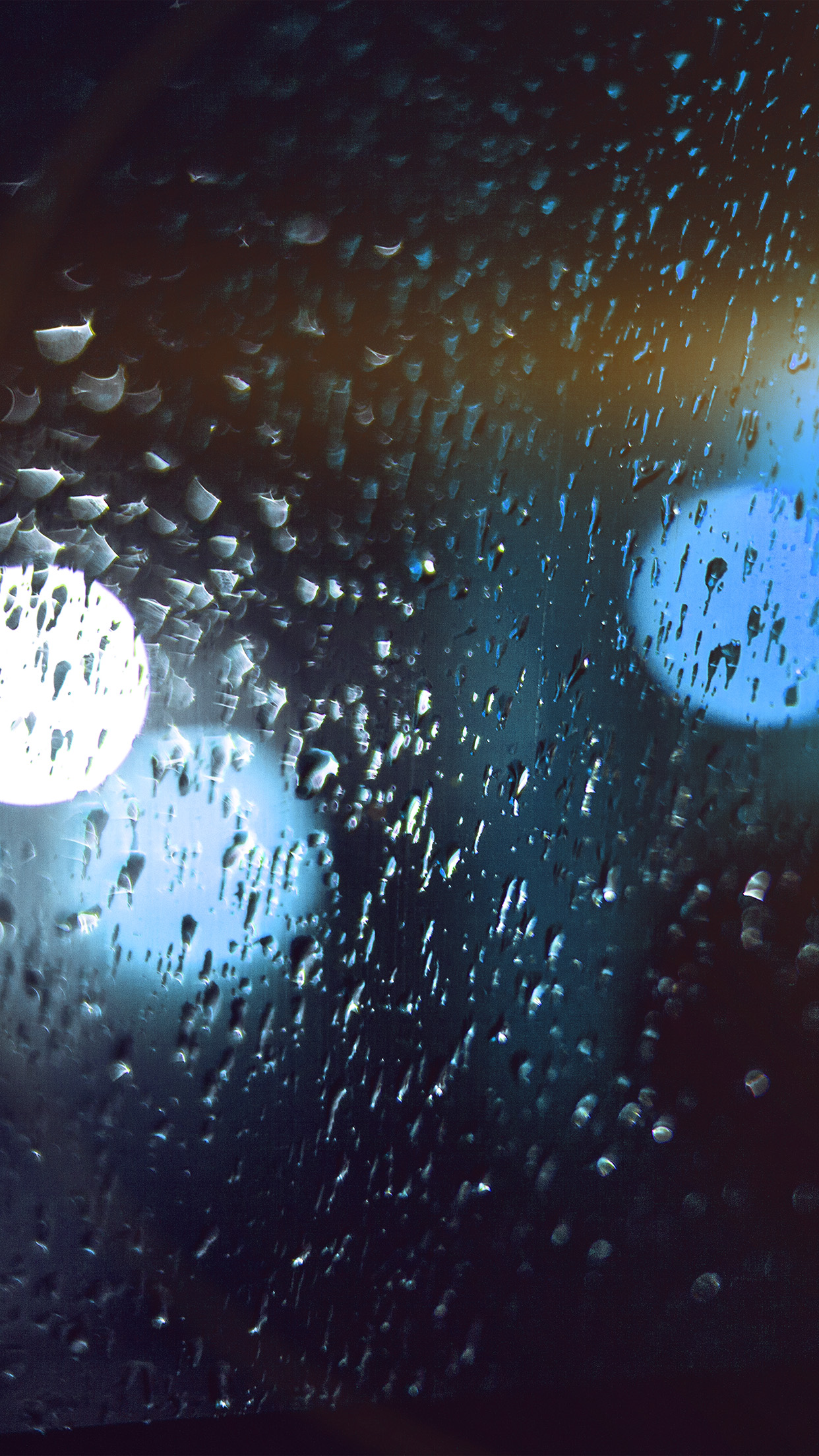Rainy Night Drops Bokeh Blue Flare