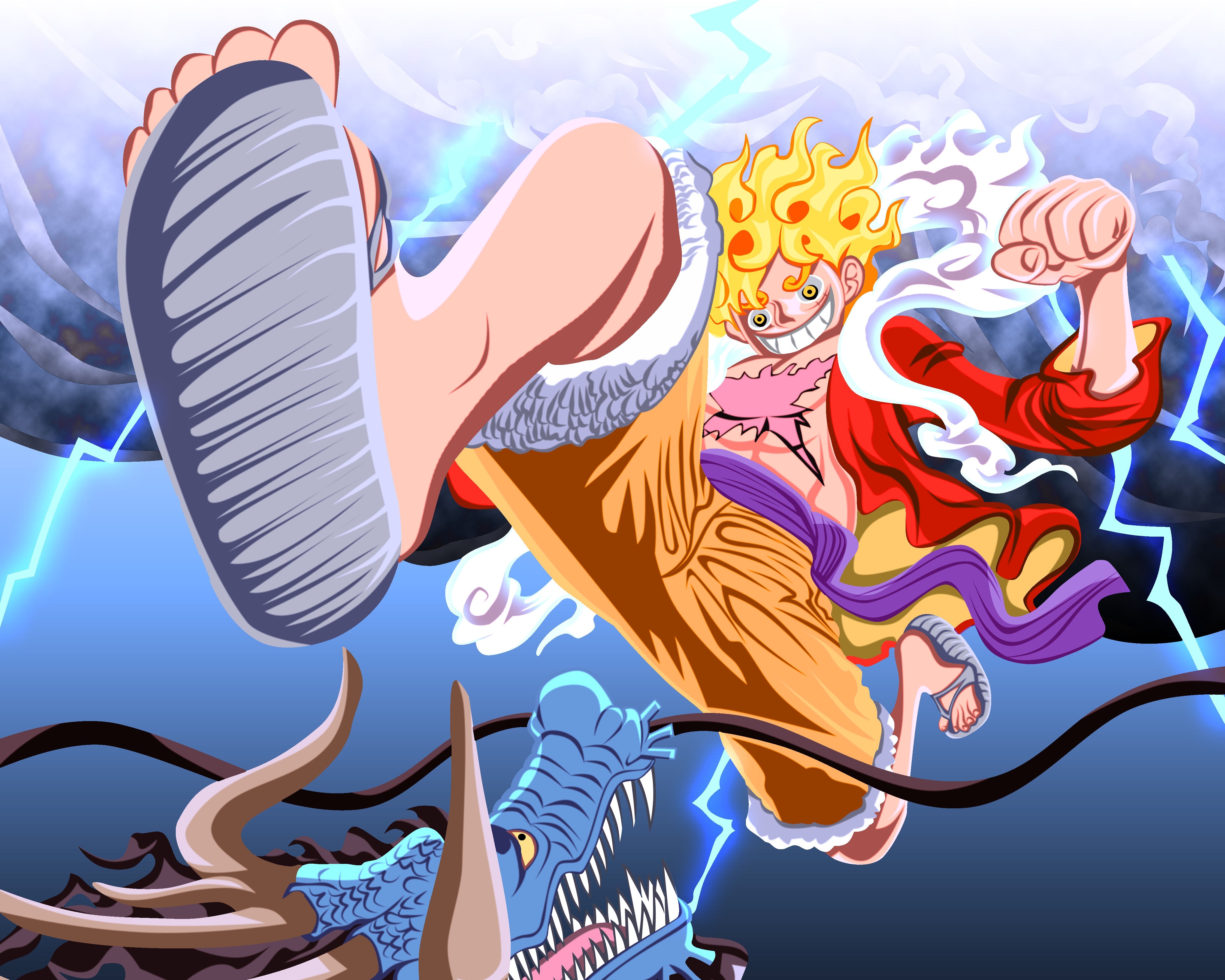 Luffy vs Kaido Wallpaper 4K, Gear 5, One Piece
