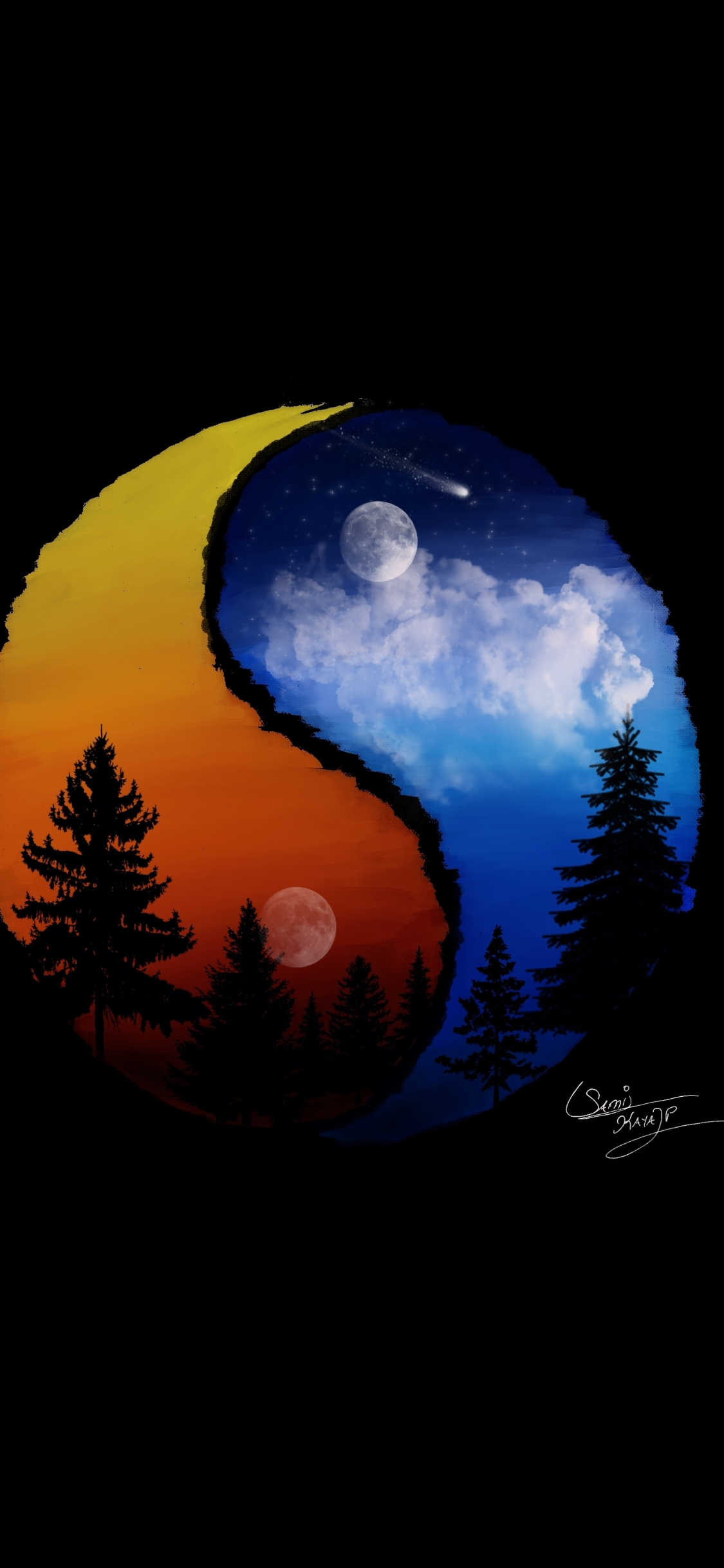 Download Wallpaper 1125x2436 Yin Yang