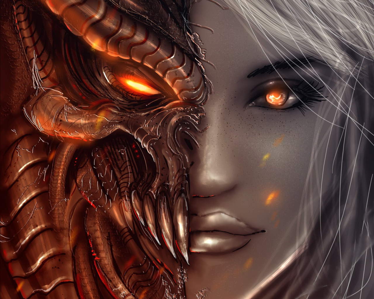 angel, the demon, art, Diablo