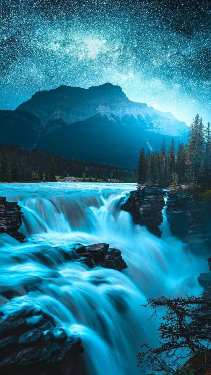 Waterfalls And Milky Way Sky IPhone