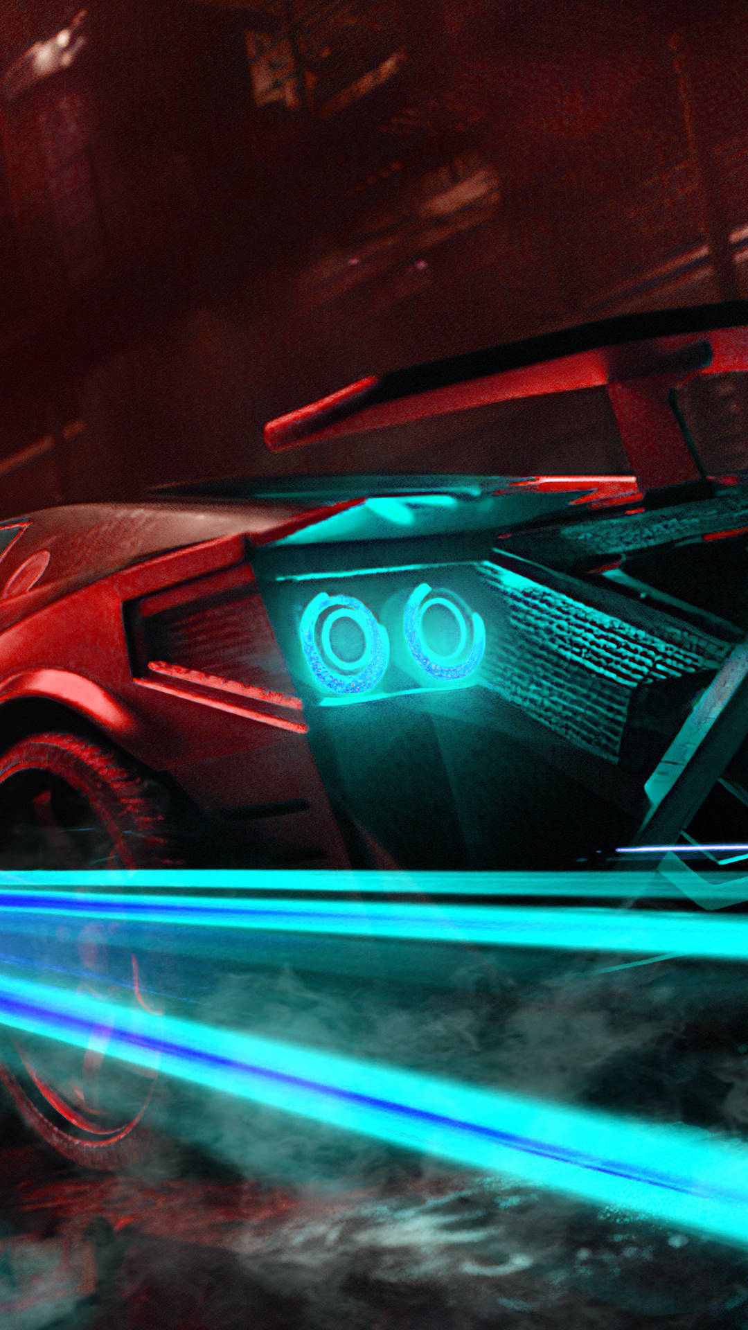 Blue Neon 4K Car iPhone Wallpaper