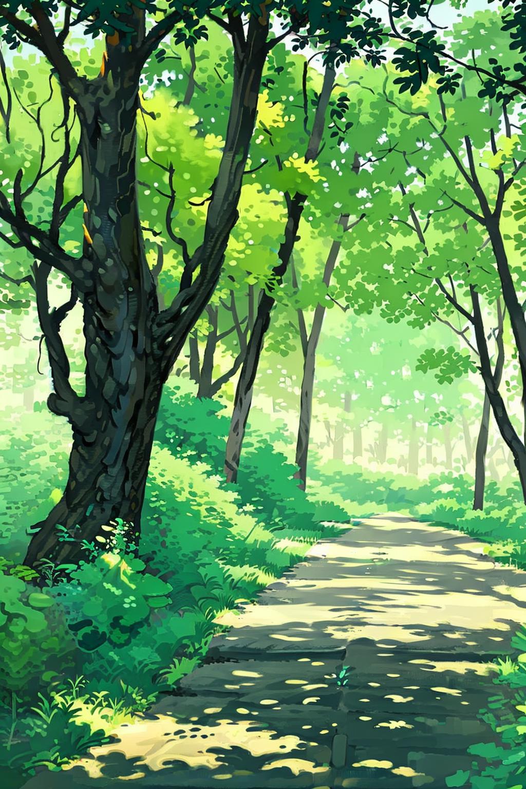 Anime forest wallpaper HD wallpaper