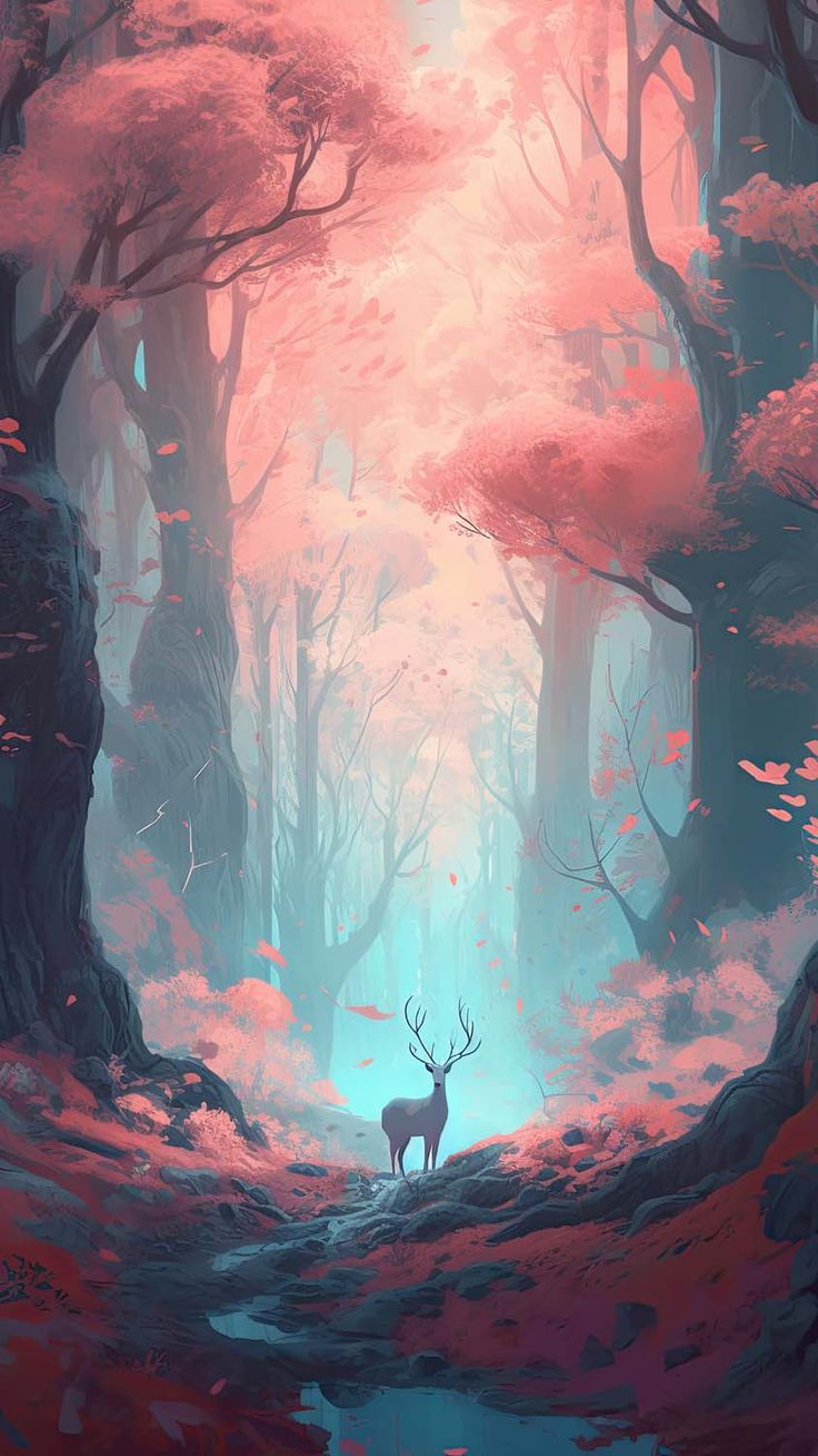 Enchanting Forest Deer iPhone Wallpaper