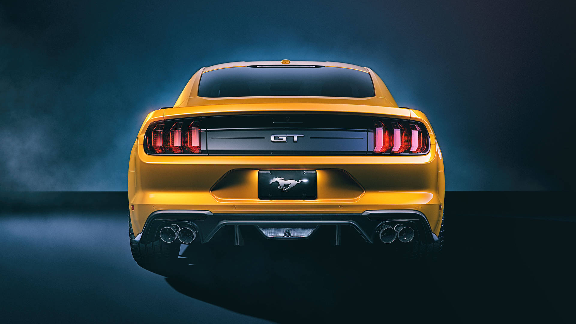 Rear End Of A Yellow Mustang Wallpaper