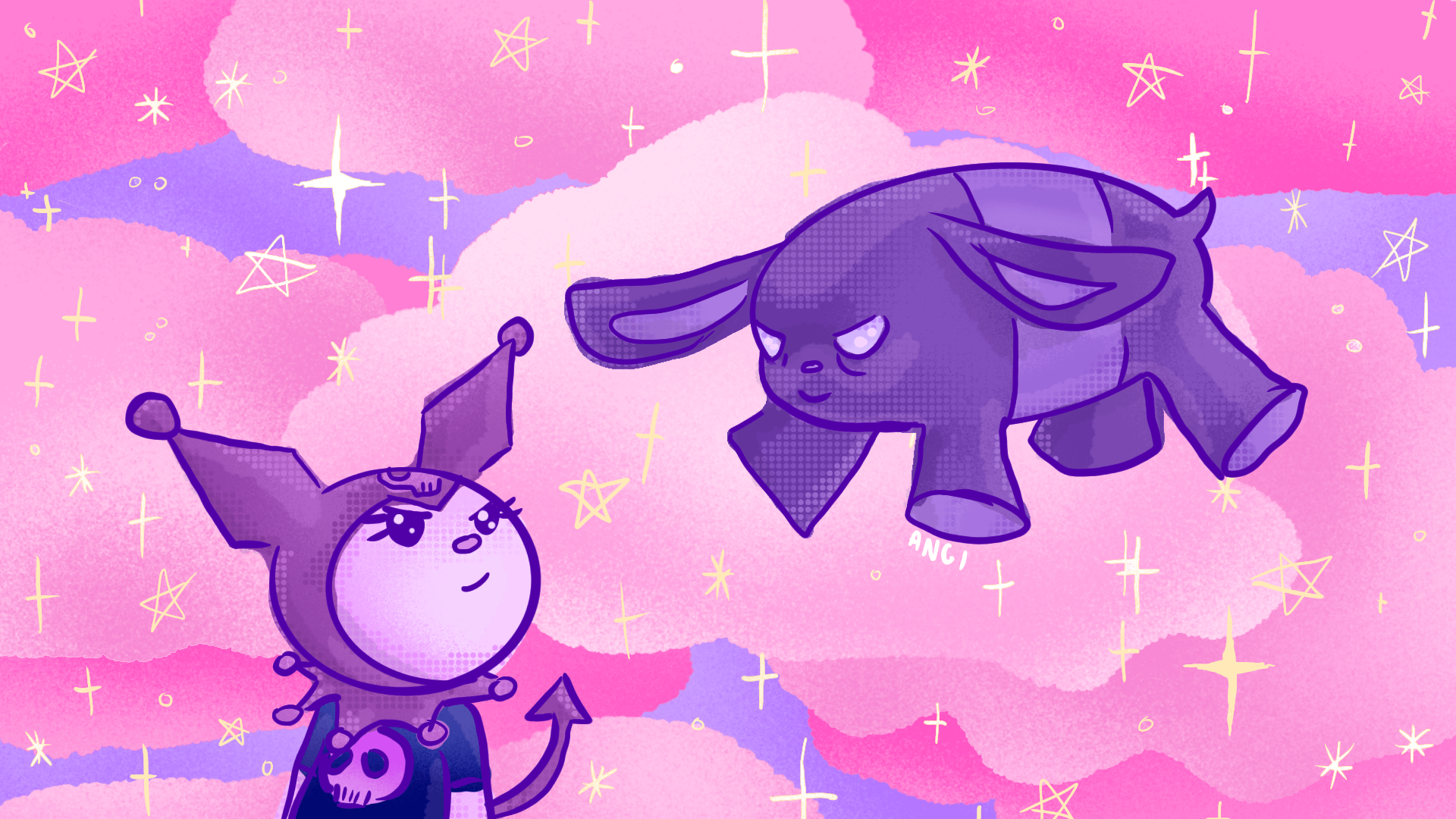 I made Kuromi wallpaper