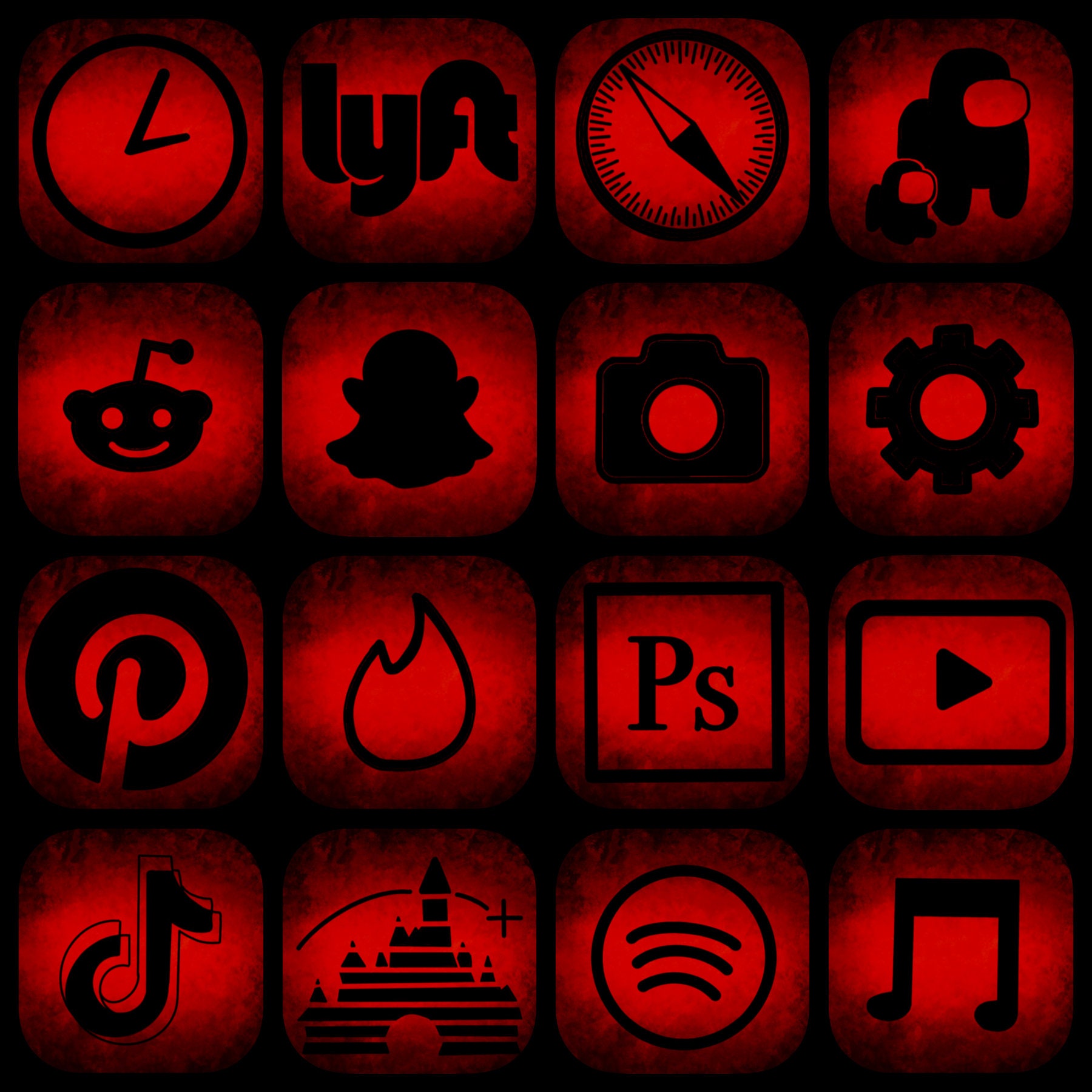 Red Grunge Aesthetic 100 Icon Ios14