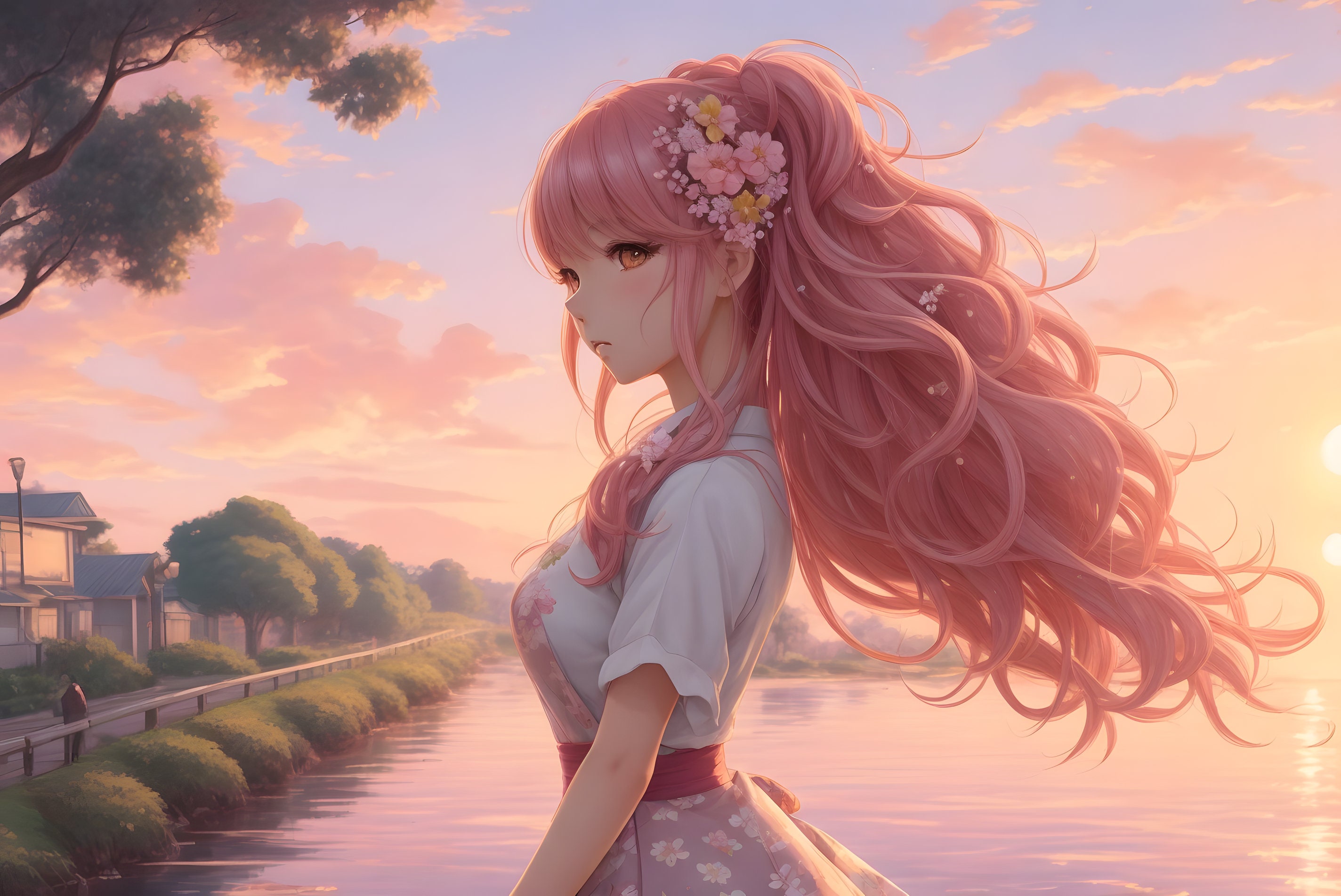 Cute Anime Girl With Pink Hair Desktop