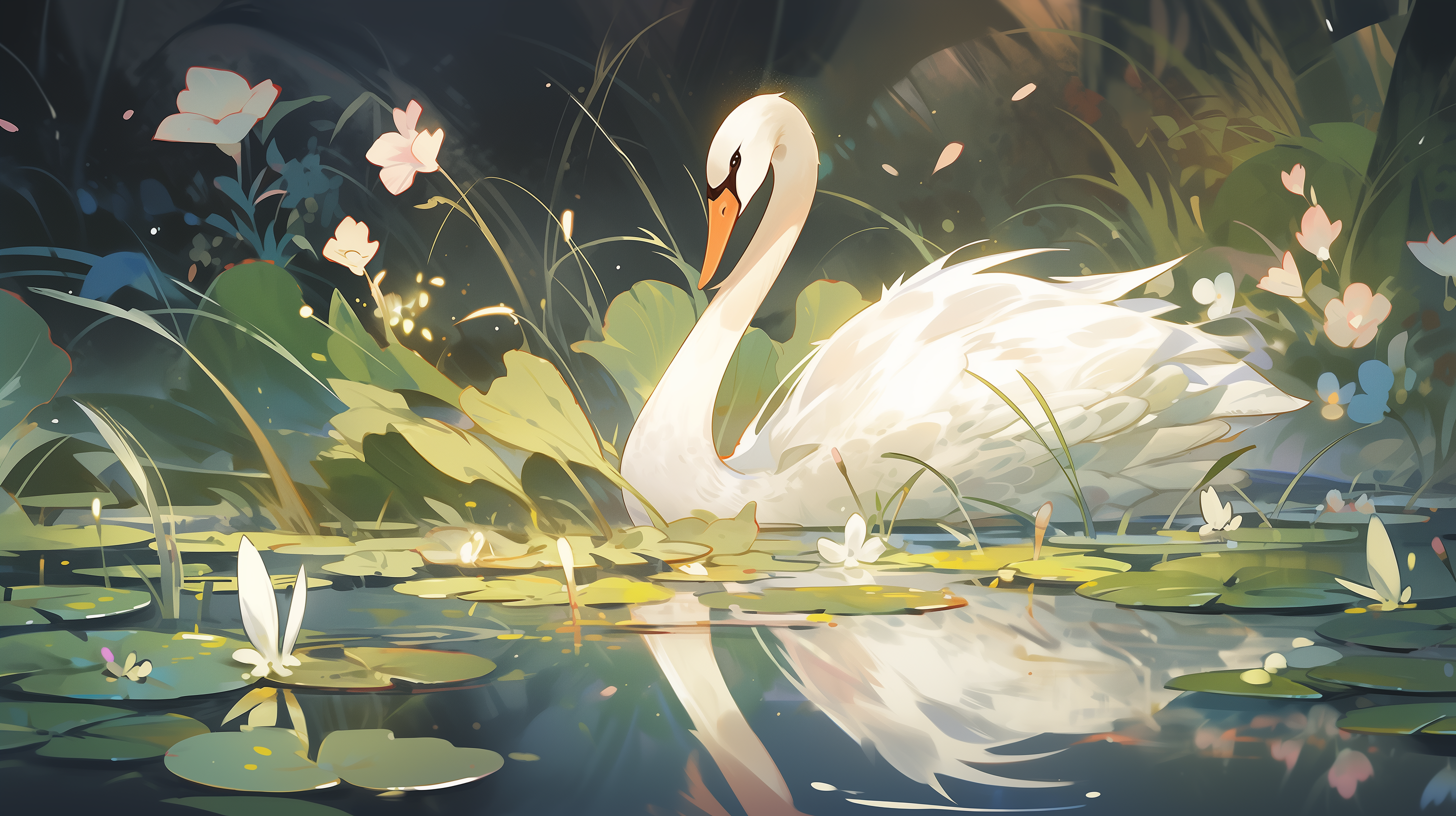 Majestic Swan Lake HD Wallpaper