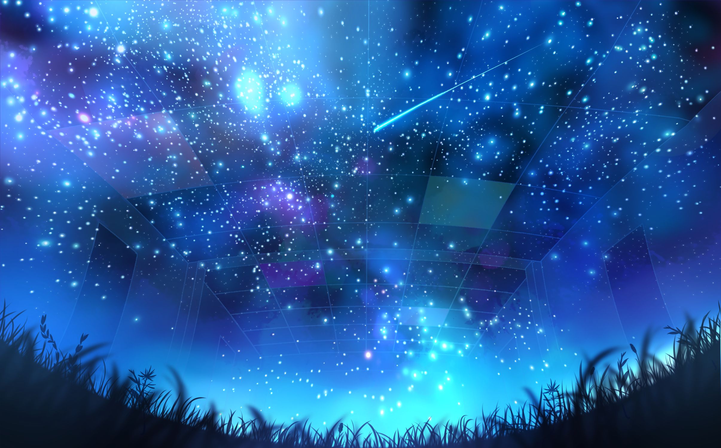 desktop wallpaper: Anime, Grass, Stars