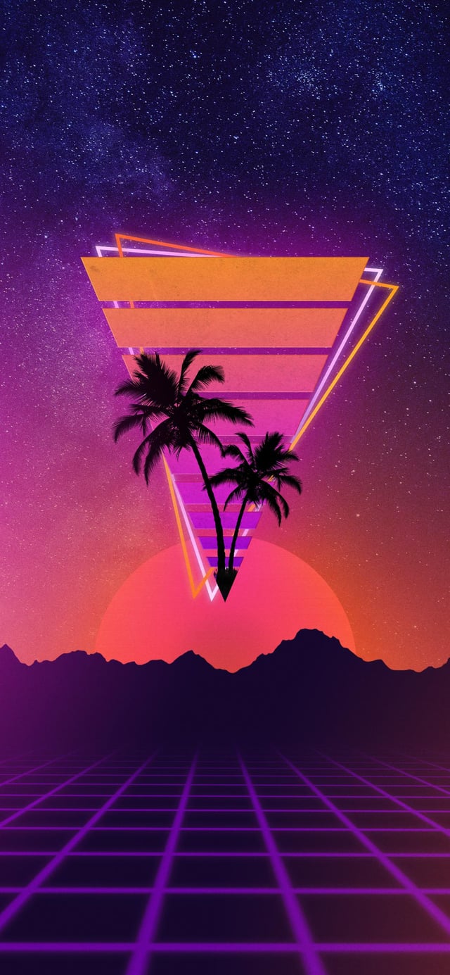 synthwave themed iphone X wallpaper