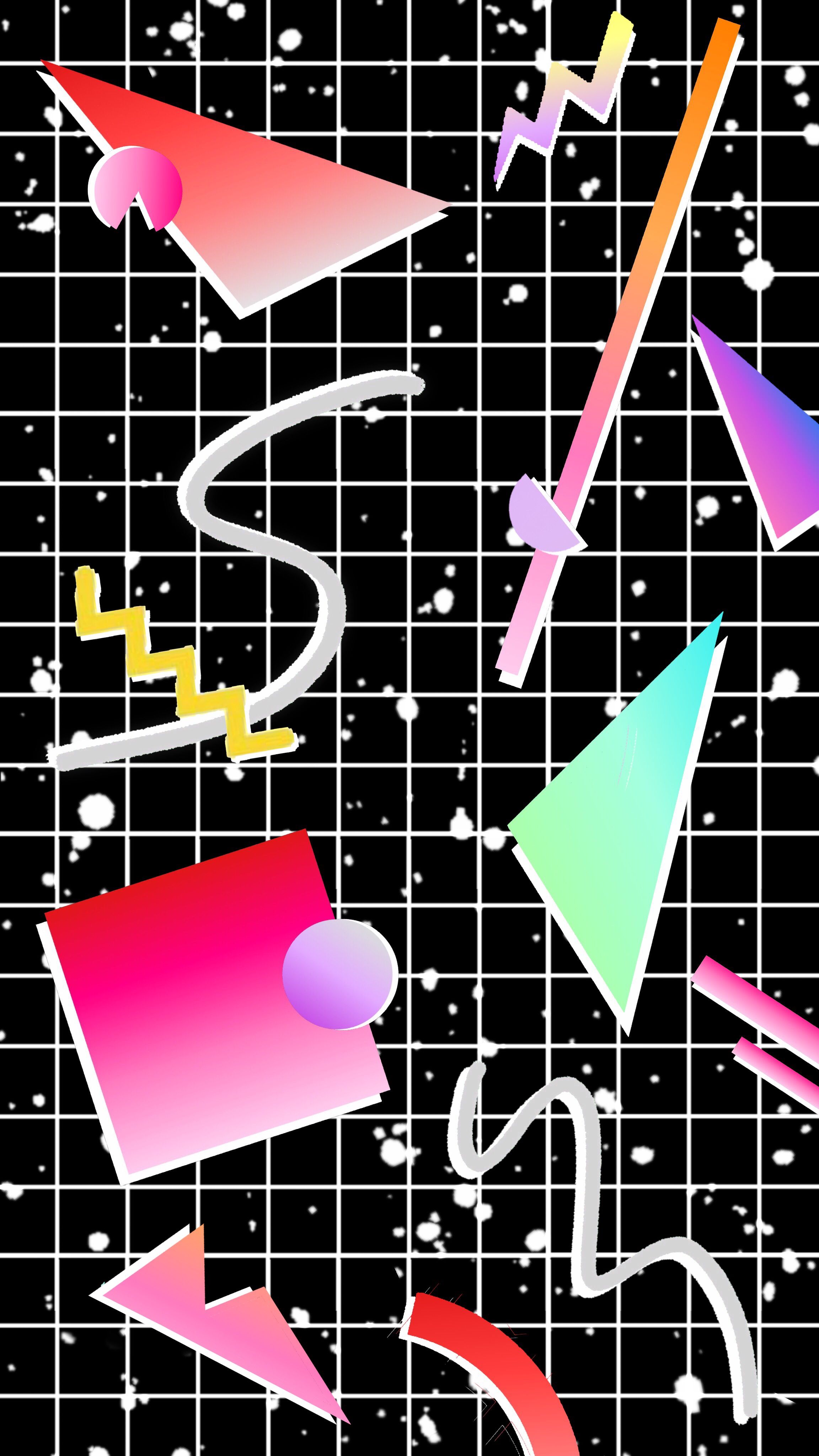 80s Retro Shapes Background. Retro