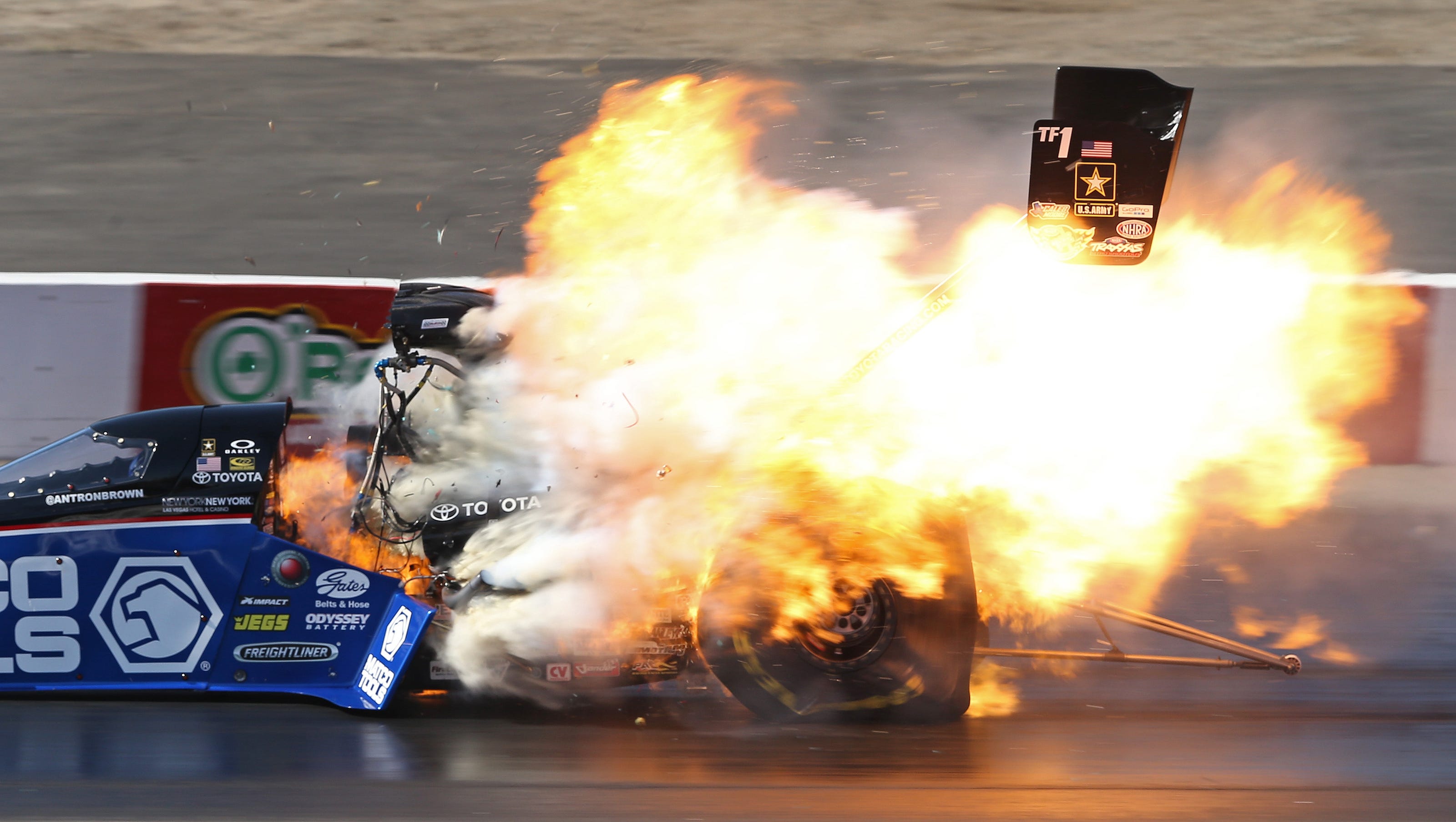fiery crash at NHRA opener