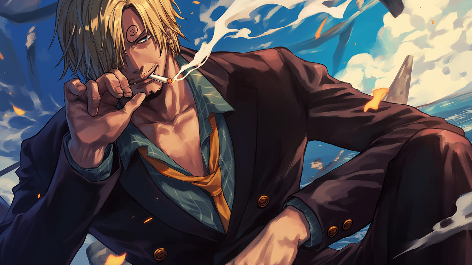 One Piece Sanji in Smoking Desktop