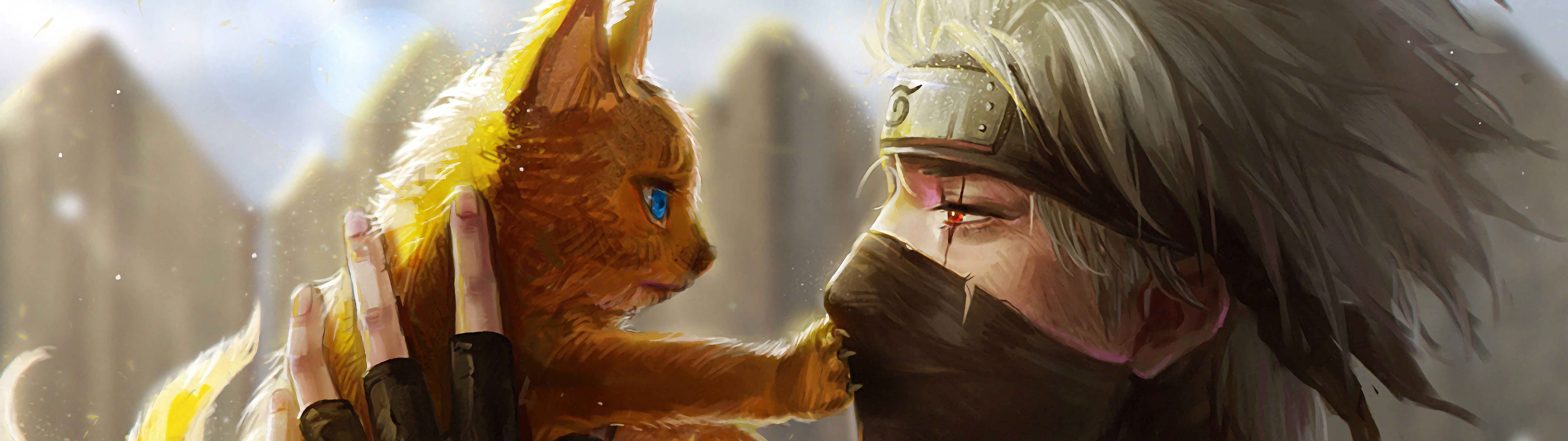 Kakashi Sharingan Kurama 4K Wallpaper