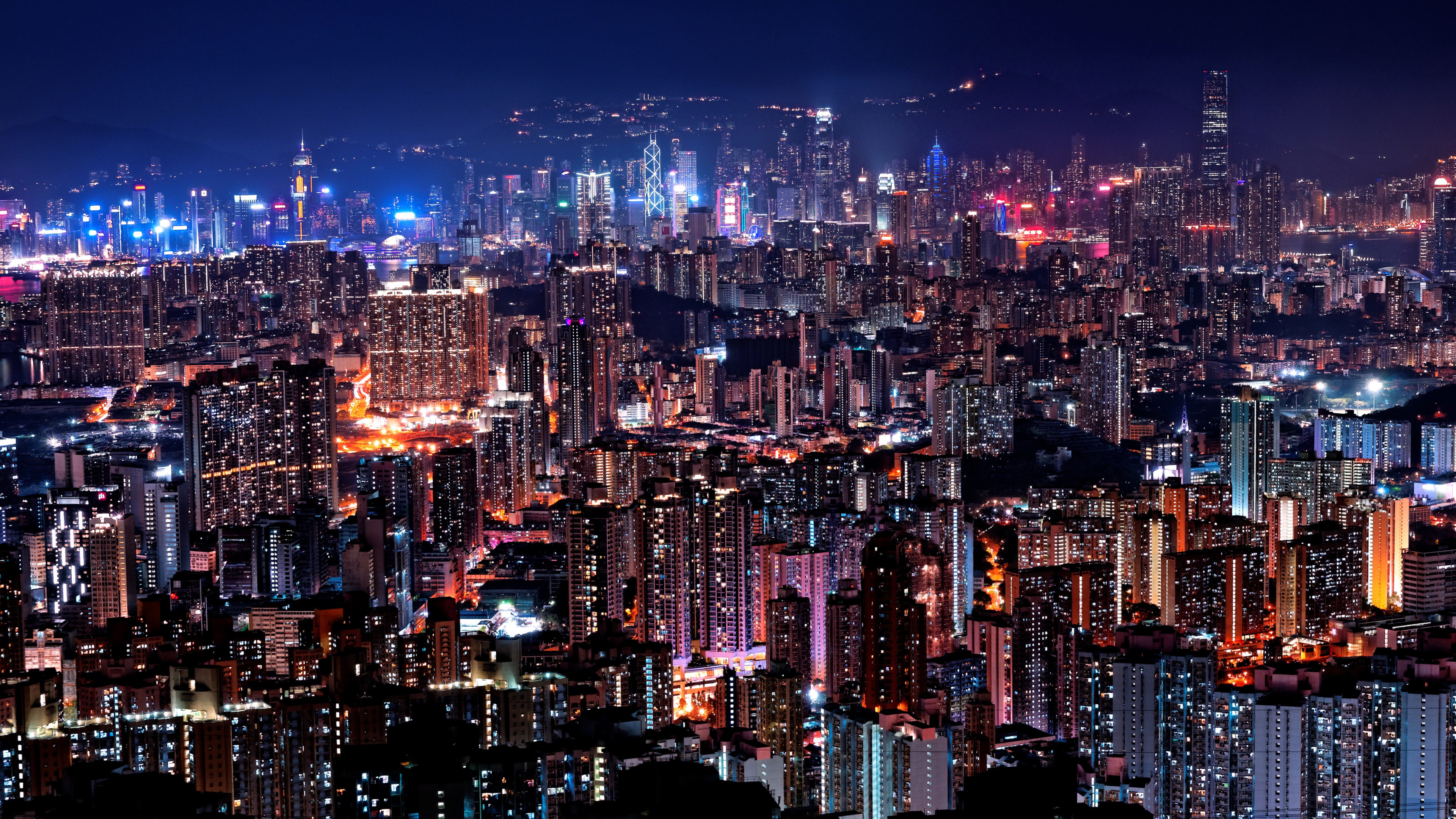 Hong Kong night lights 3840x2160