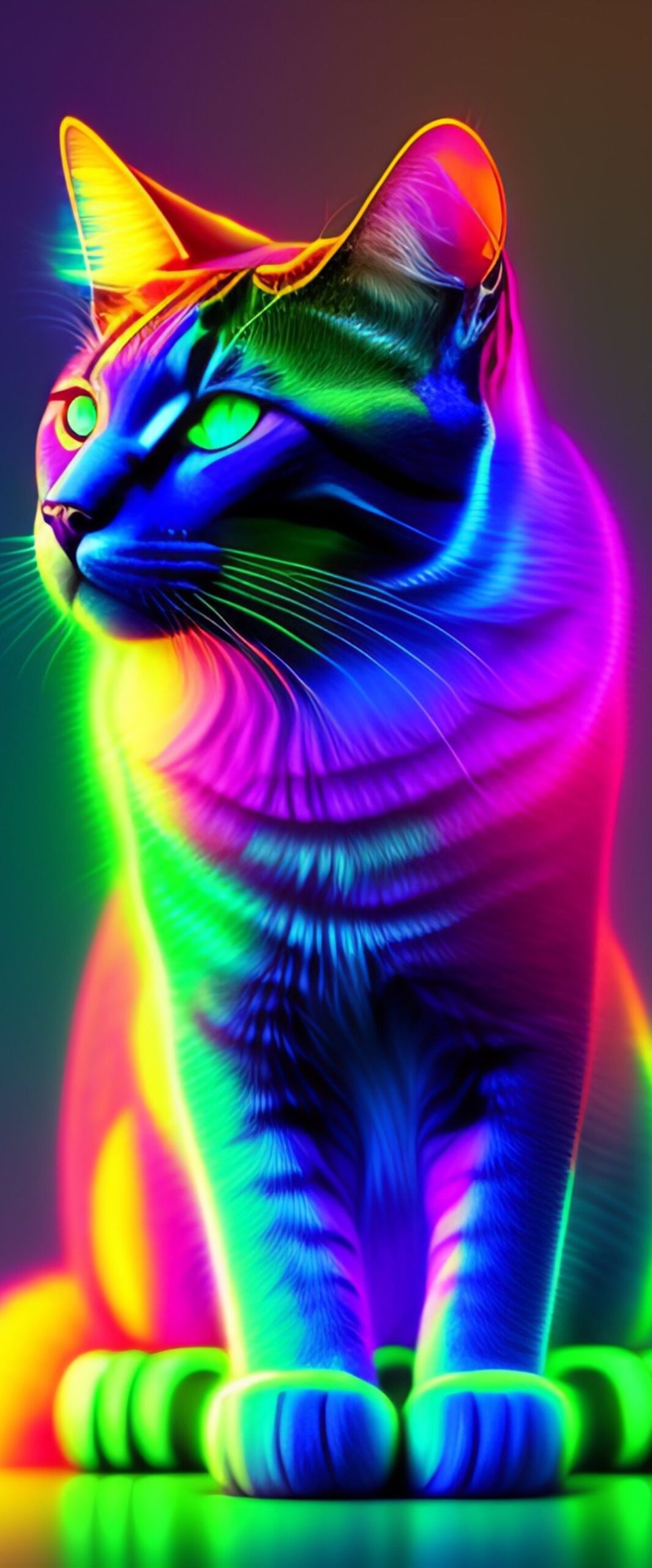 Neon Cat iPhone Wallpaper 4k & HD