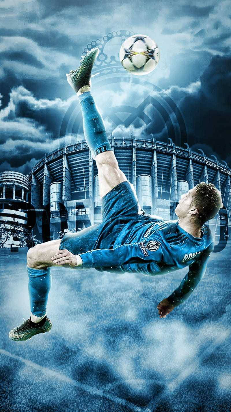 Ball CR7 3D Blue Wallpaper
