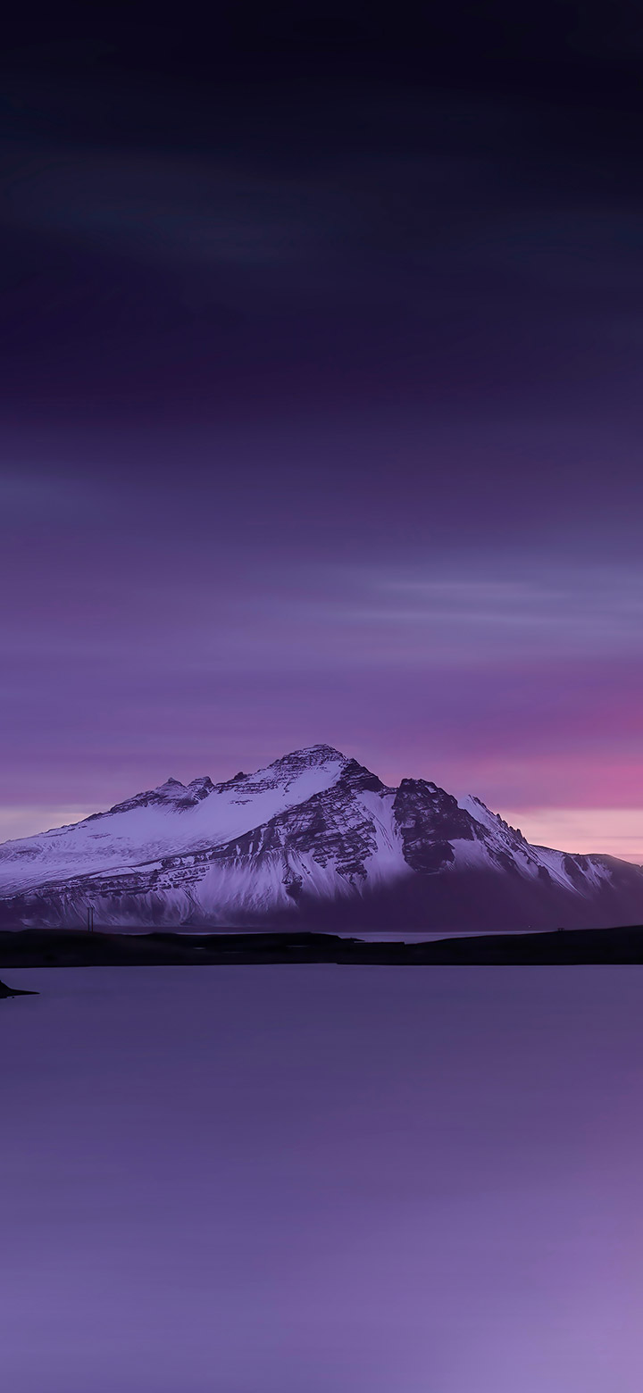 Evening Purple Sky Over The Mountain 4K