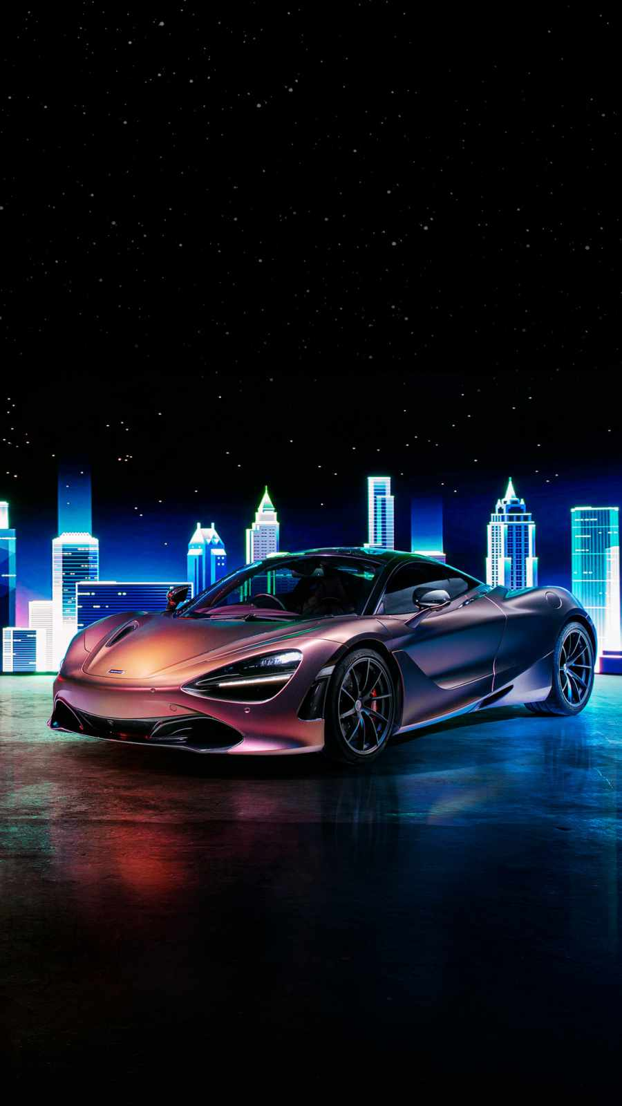 Mclaren 720s Neon Buidings. Car iphone