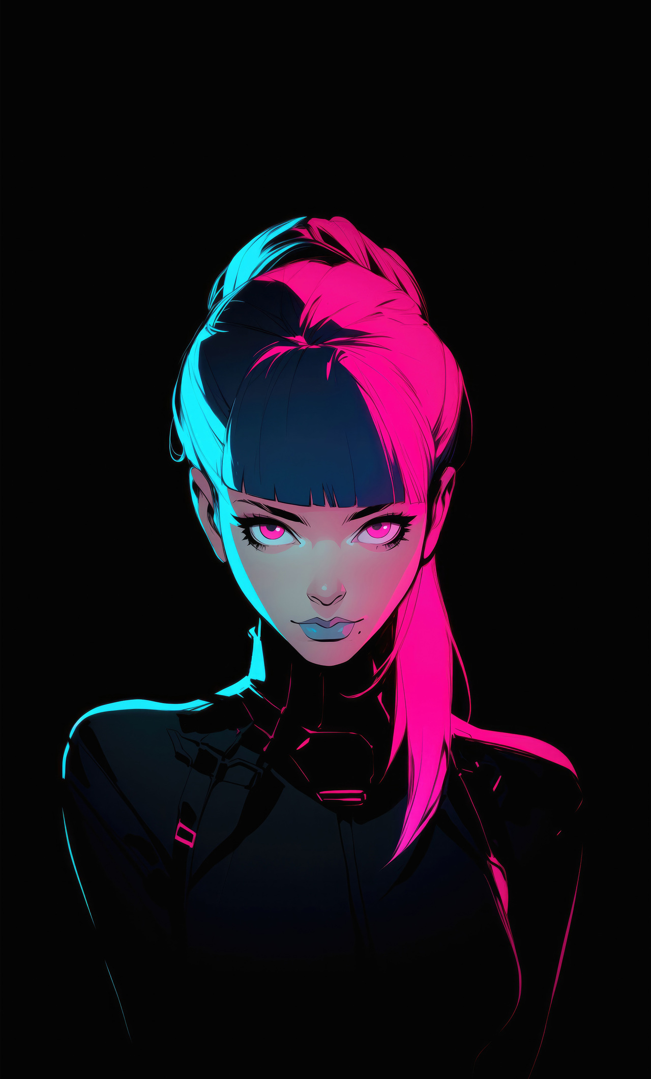 Anime Girl Neon Pony Tail Girl