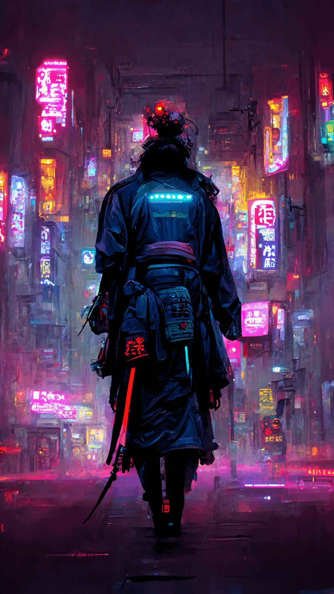 Cyberpunk Samurai walking