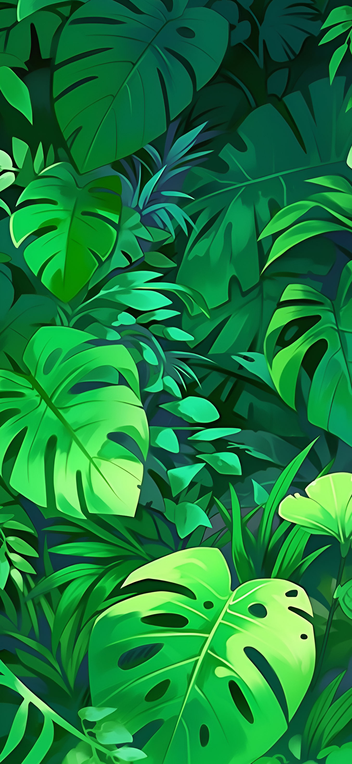 Lush Jungle Greenery Art Wallpaper