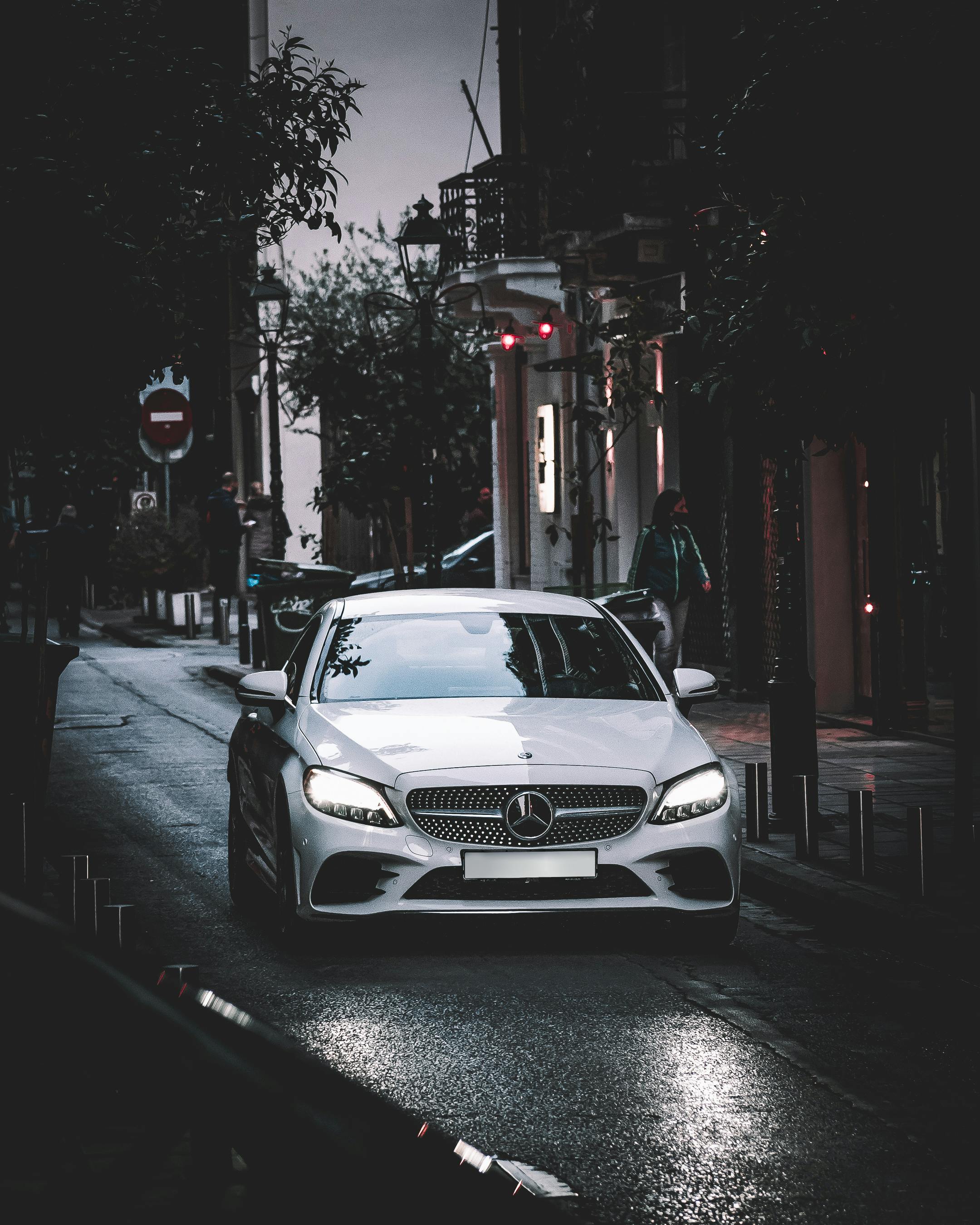 White Mercedes Benz Coupe on Road · Free
