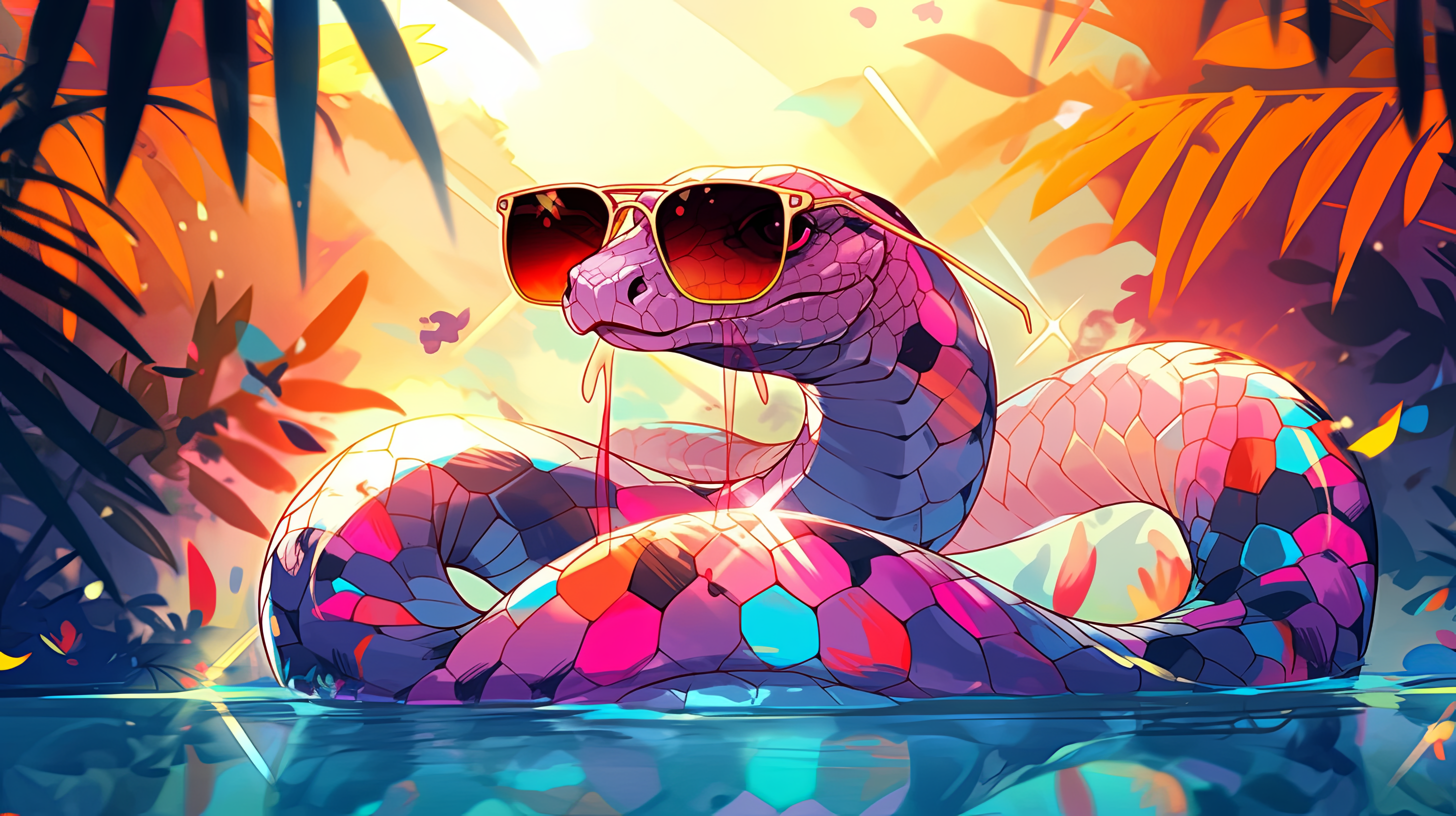 Sunglass Snake AI Art HD