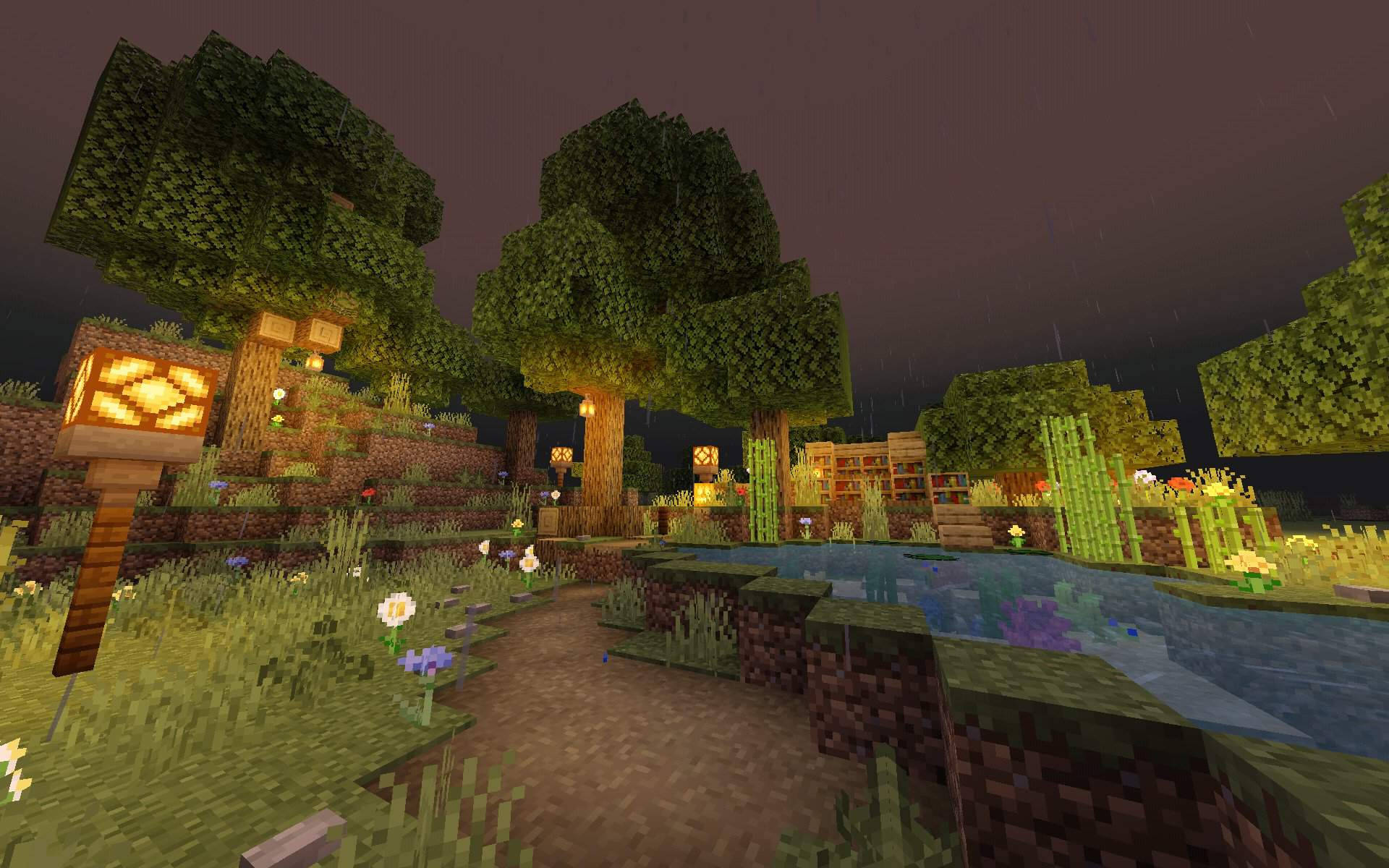 Download Minecraft Aesthetic Tree Park Wallpaper