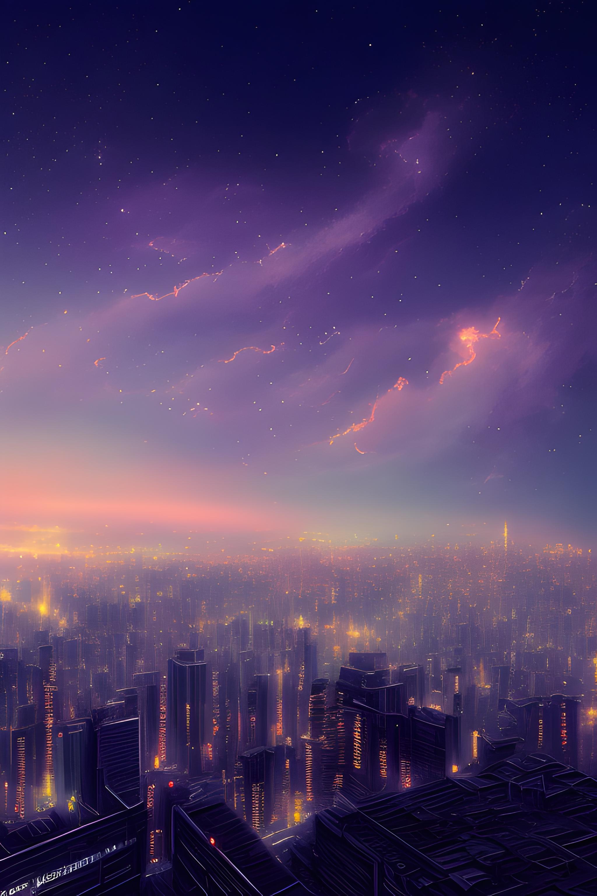 Beautiful city night sky