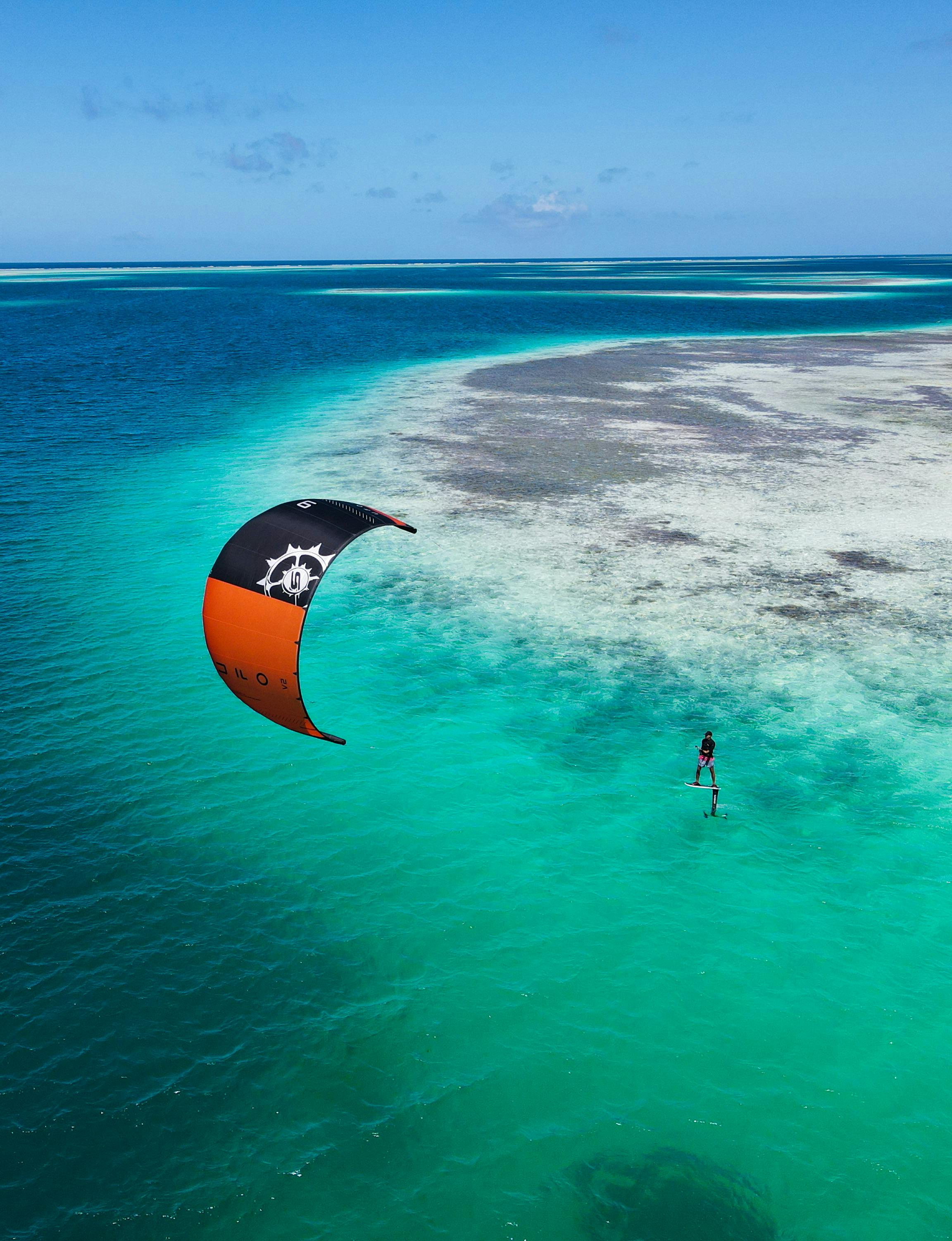 Kitesurfing on Sea Shore · Free