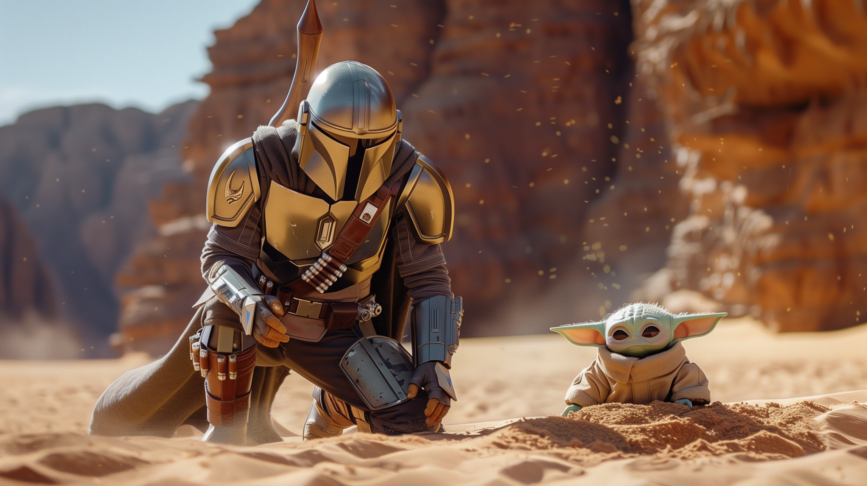 Mandalorian and Grogu HD Wallpaper