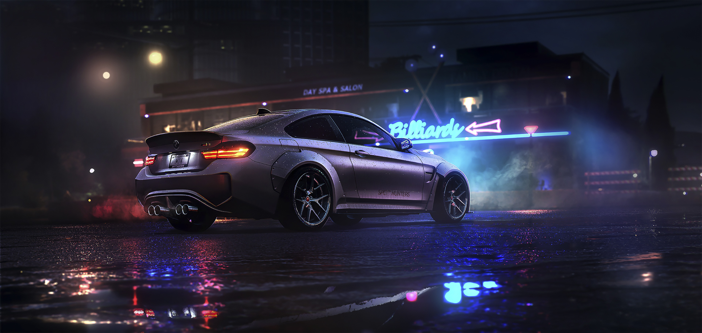 Wallpaper BMW, Dark, Car, Night, Rain