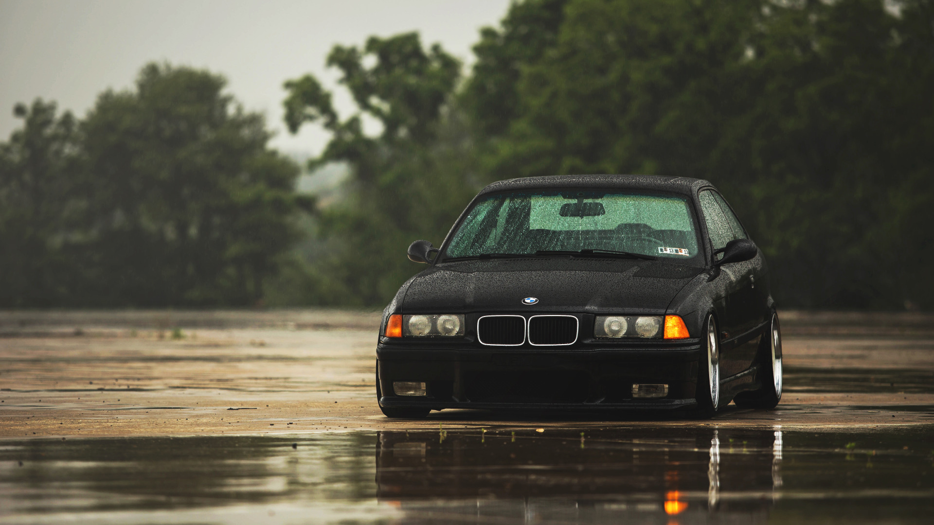 wallpaper rain, BMW, BMW, black, black