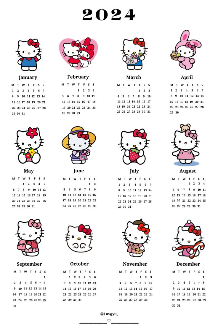 2024 hello kitty calendar. Hello kitty