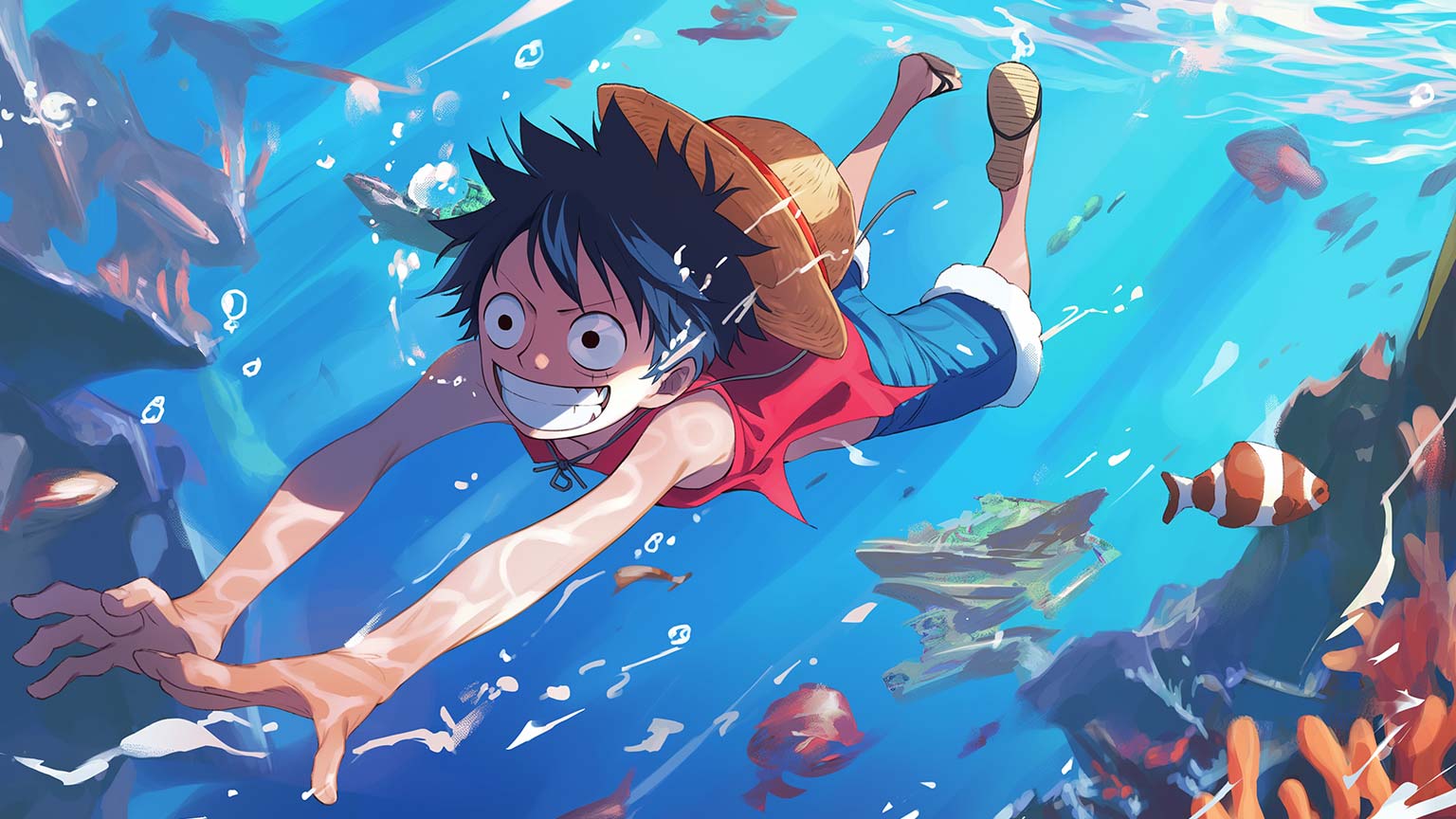 One Piece Luffy Ocean Desktop Wallpaper