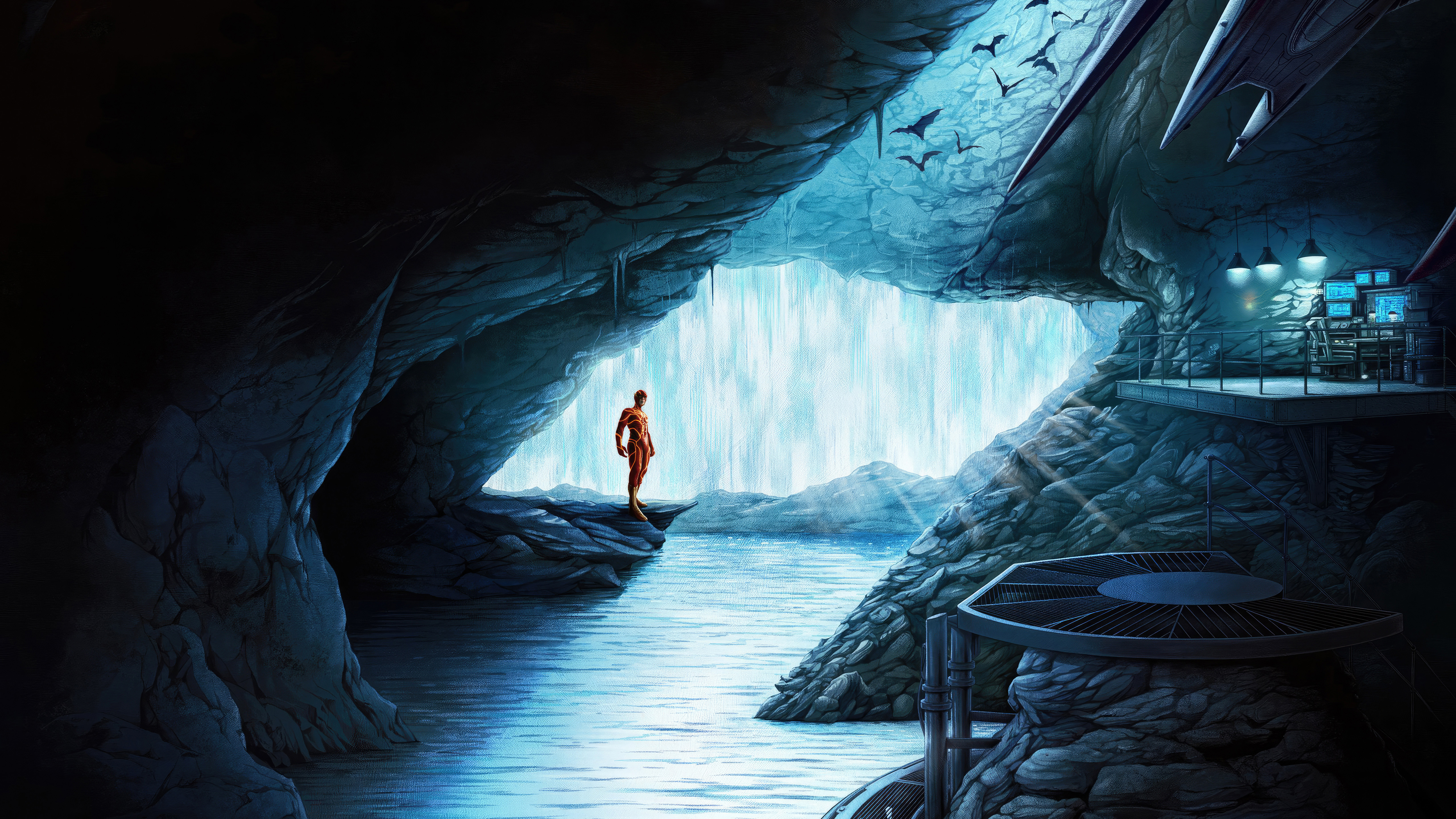 The Flash Wallpaper 4K, Bat cave, Barry