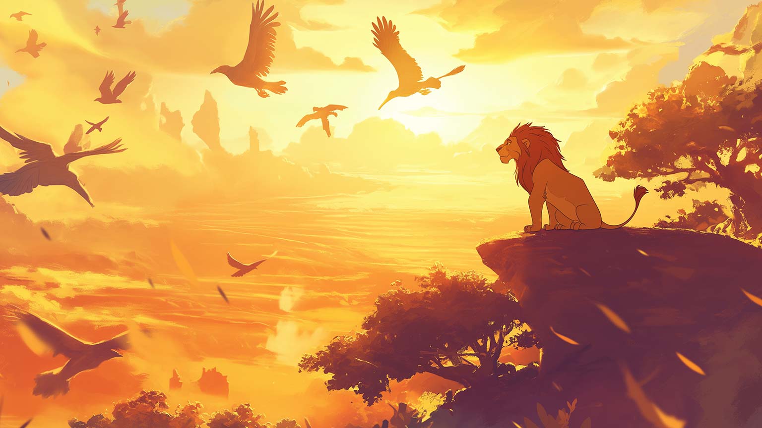 The Lion King Simba on Pride Rock Sunrise Desktop Wallpaper 4k