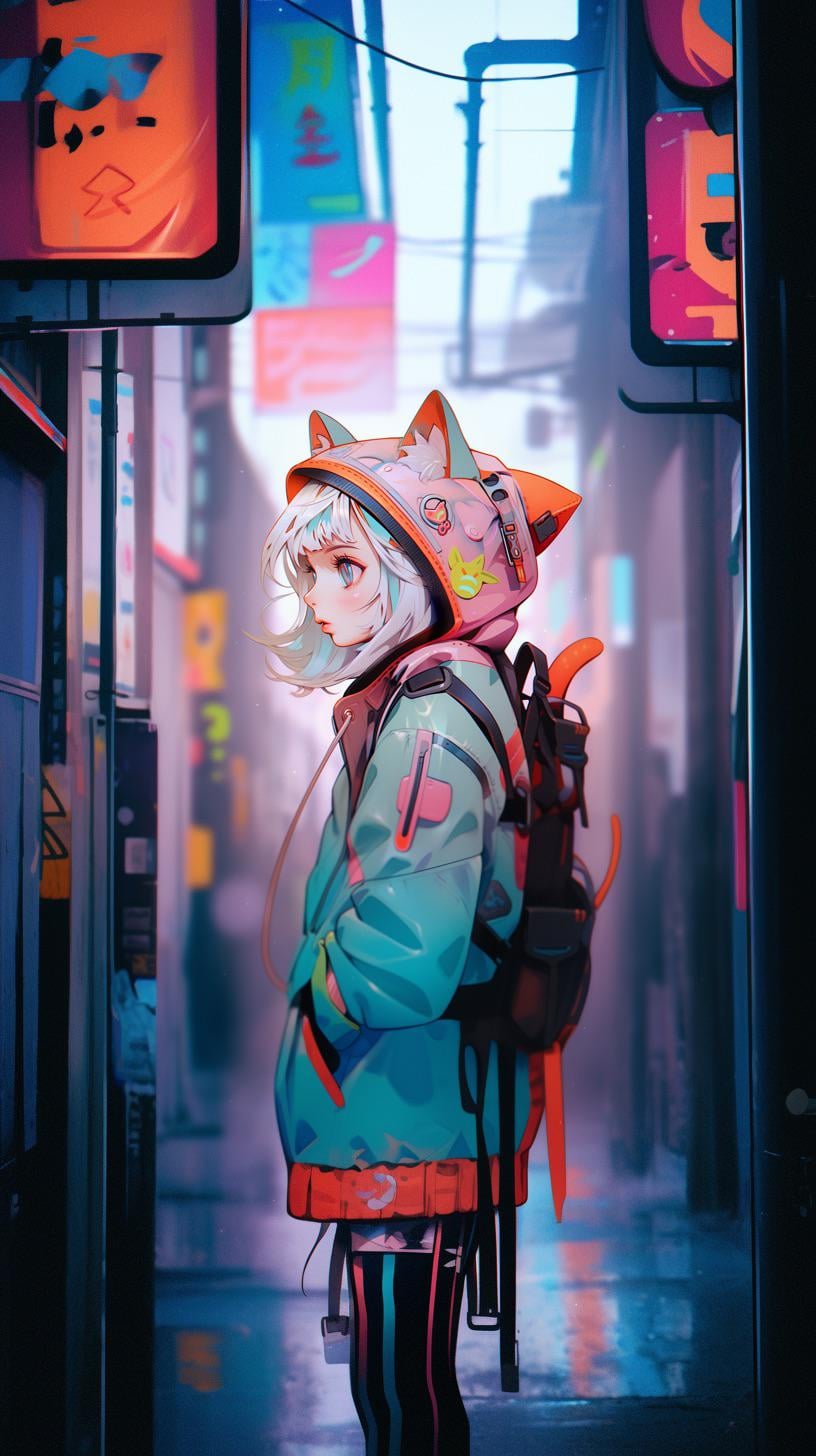 Cat girl wallpaper, enjoy