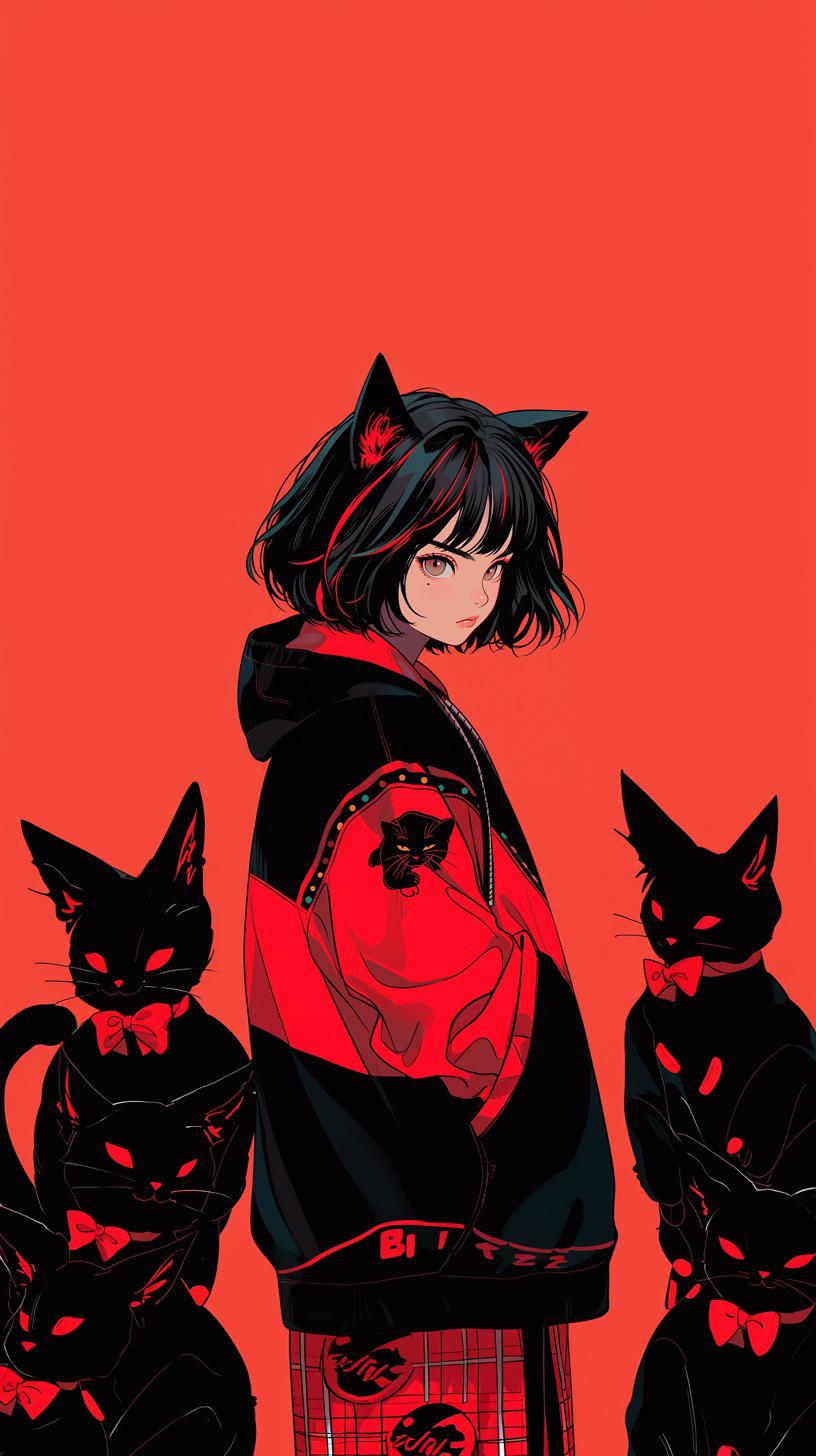 Cat girl wallpaper, enjoy