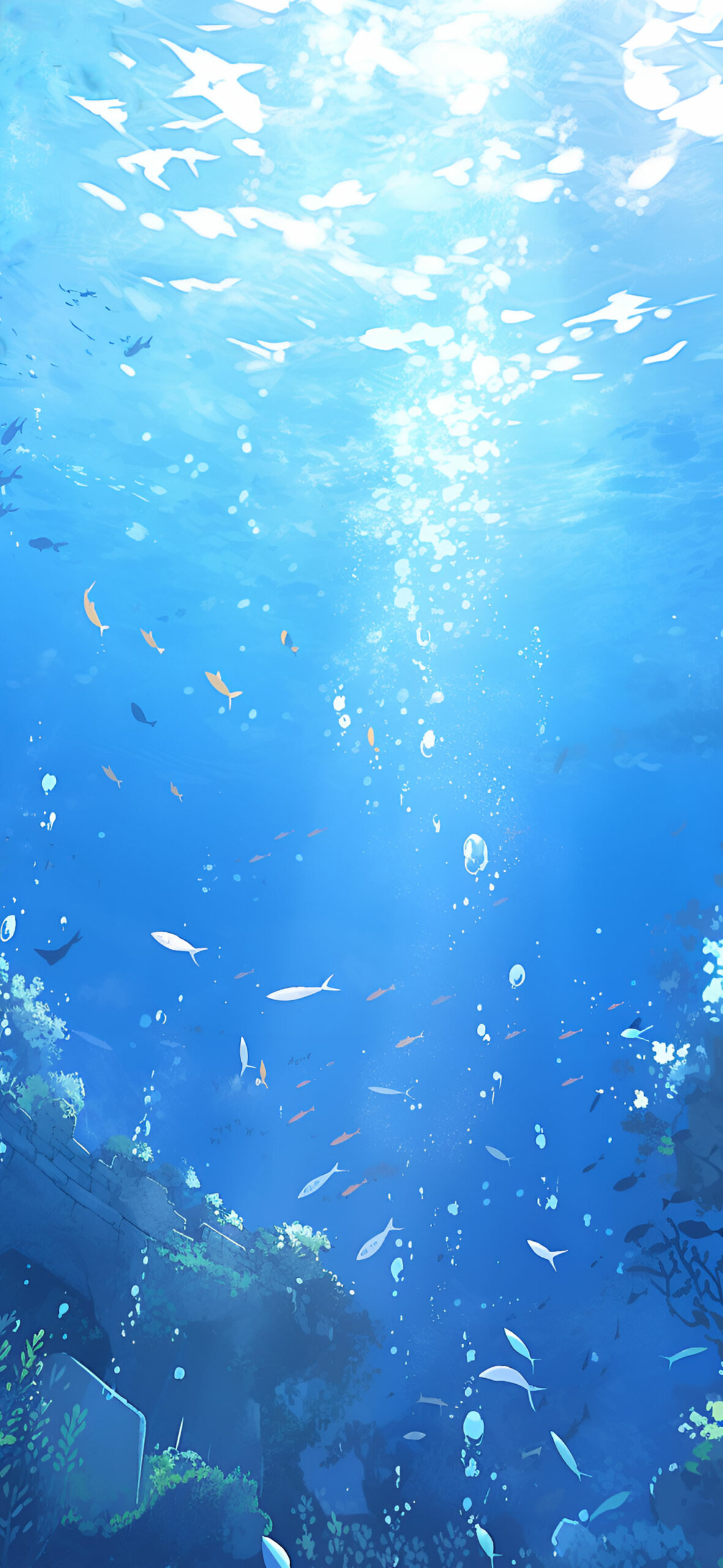 Blue Underwater World Wallpaper
